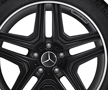 AMG 5-Speichen-Rad, 50,8 cm (20 Zoll), Felgenhorn glanzgedreht - 9,5 J x 20 ET 50, schwarz matt, Felgenhorn glanzgedreht