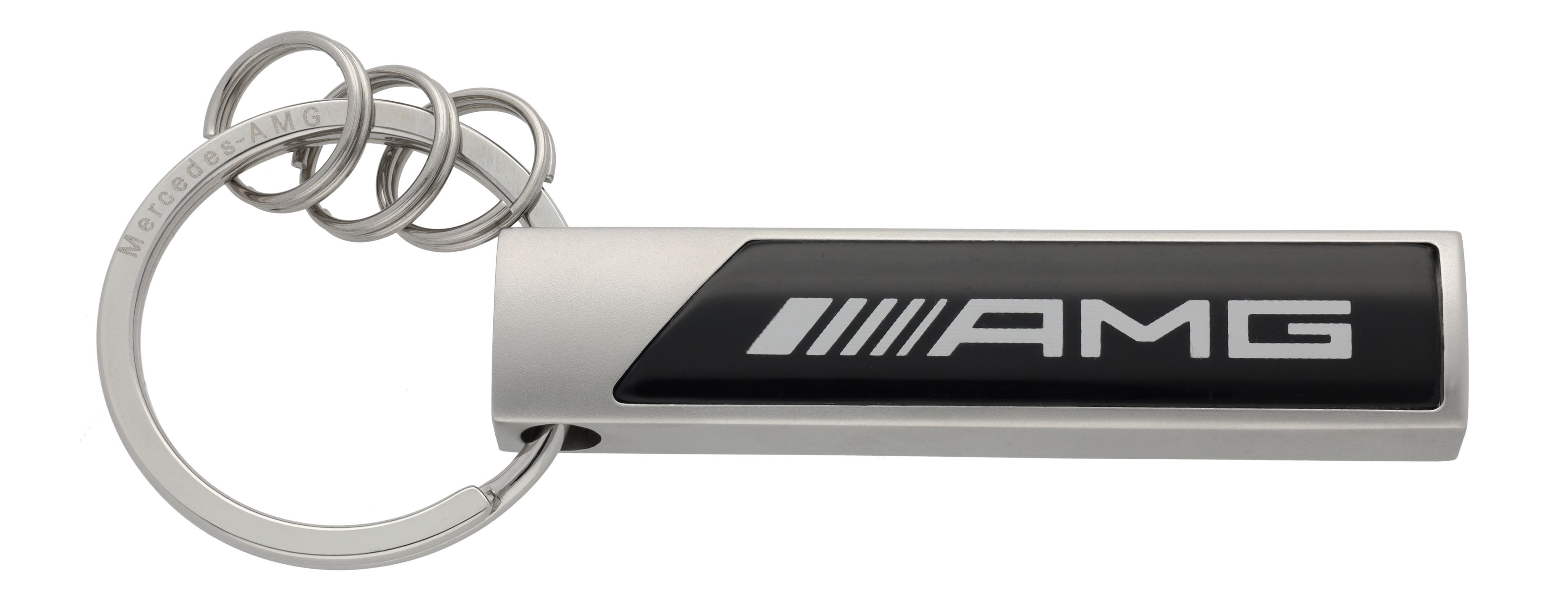 AMG Schlüsselanhänger, Logo - silberfarben / schwarz / weiß, Edelstahl