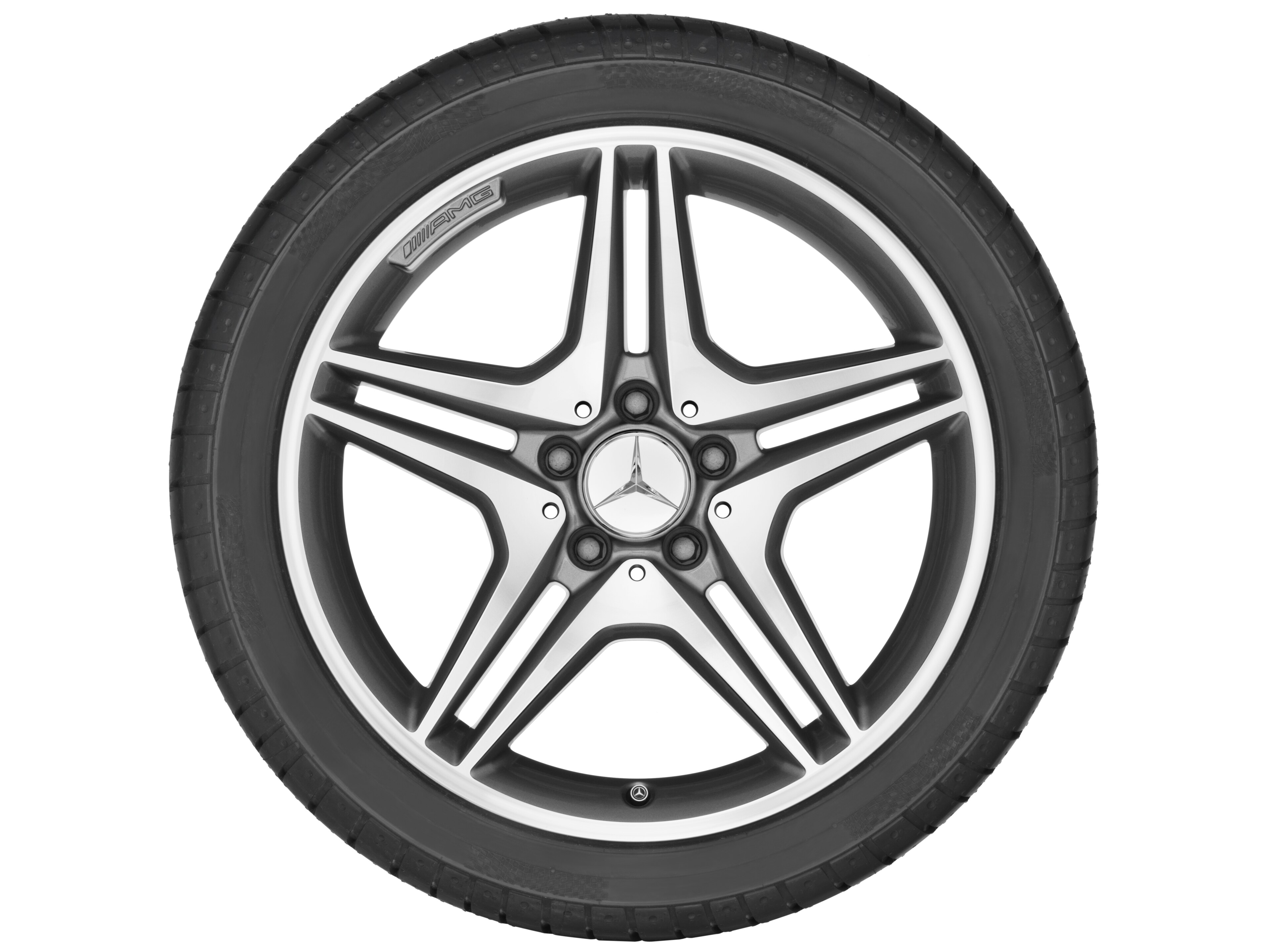 AMG 5-Doppelspeichen-Rad, 45,7 cm (18 Zoll) - 7,5 J x 18 ET 52, titangrau, glanzgedreht
