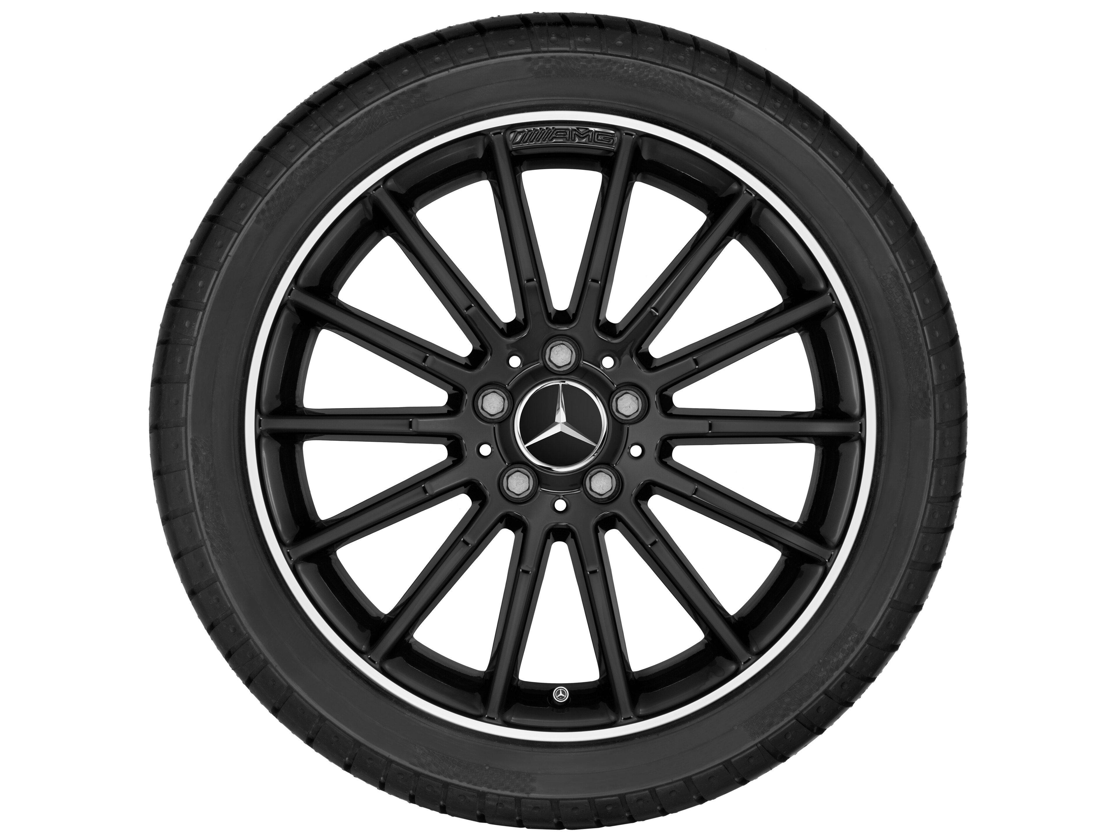 AMG Vielspeichen-Rad, 45,7 cm (18 Zoll), Felgenhorn glanzgedreht - 7,5 J x 18 ET 52, schwarz, glanzgedreht