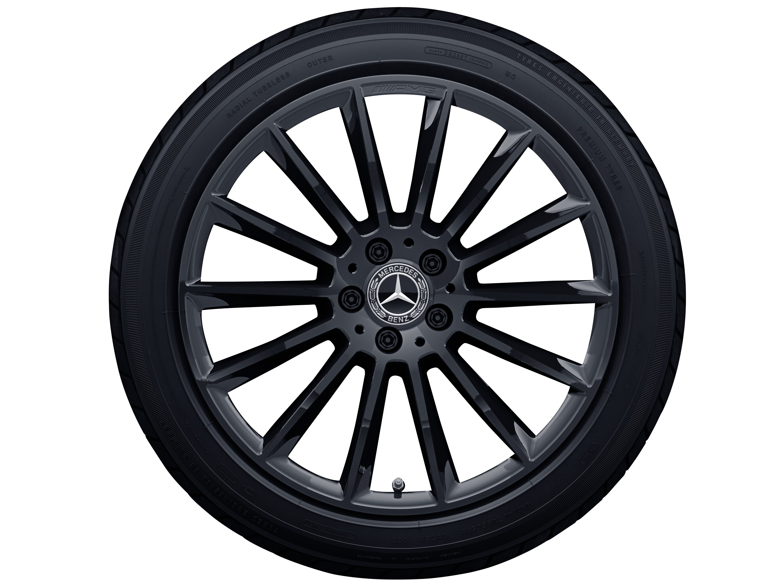 AMG Vielspeichen-Rad, 48,3 cm (19 Zoll) - 8 J x 19 ET 43,5, schwarz, glänzend