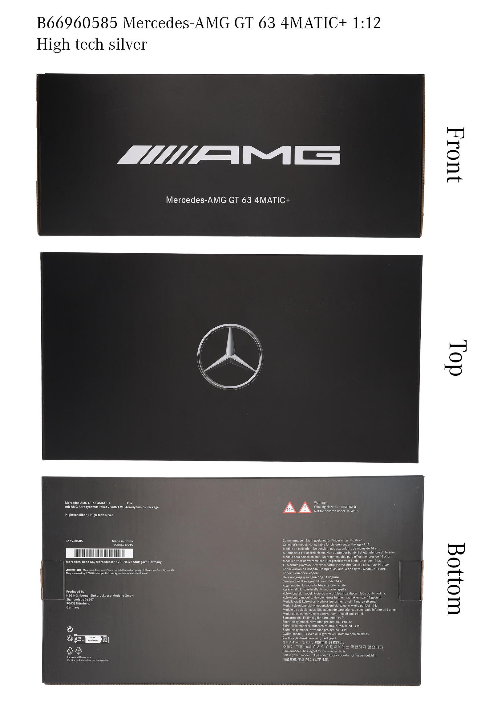 Mercedes-AMG GT 63 4MATIC+ - hightechsilber, NZG, 1:12