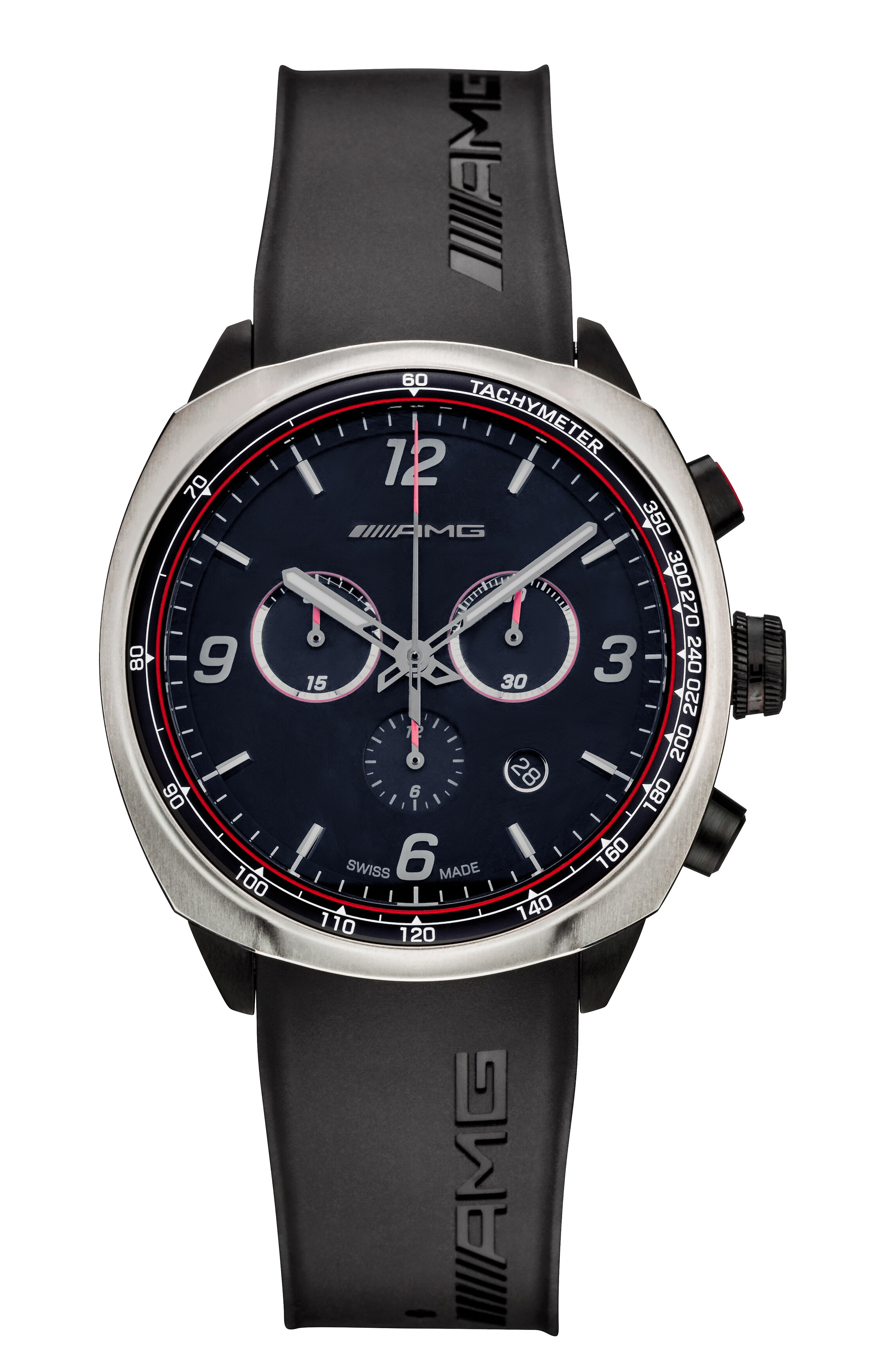 Armbanduhr, Herren, AMG, Essentials Chronograph - schwarz / anthrazit / rot, Edelstahl / Titan / Kautschuk