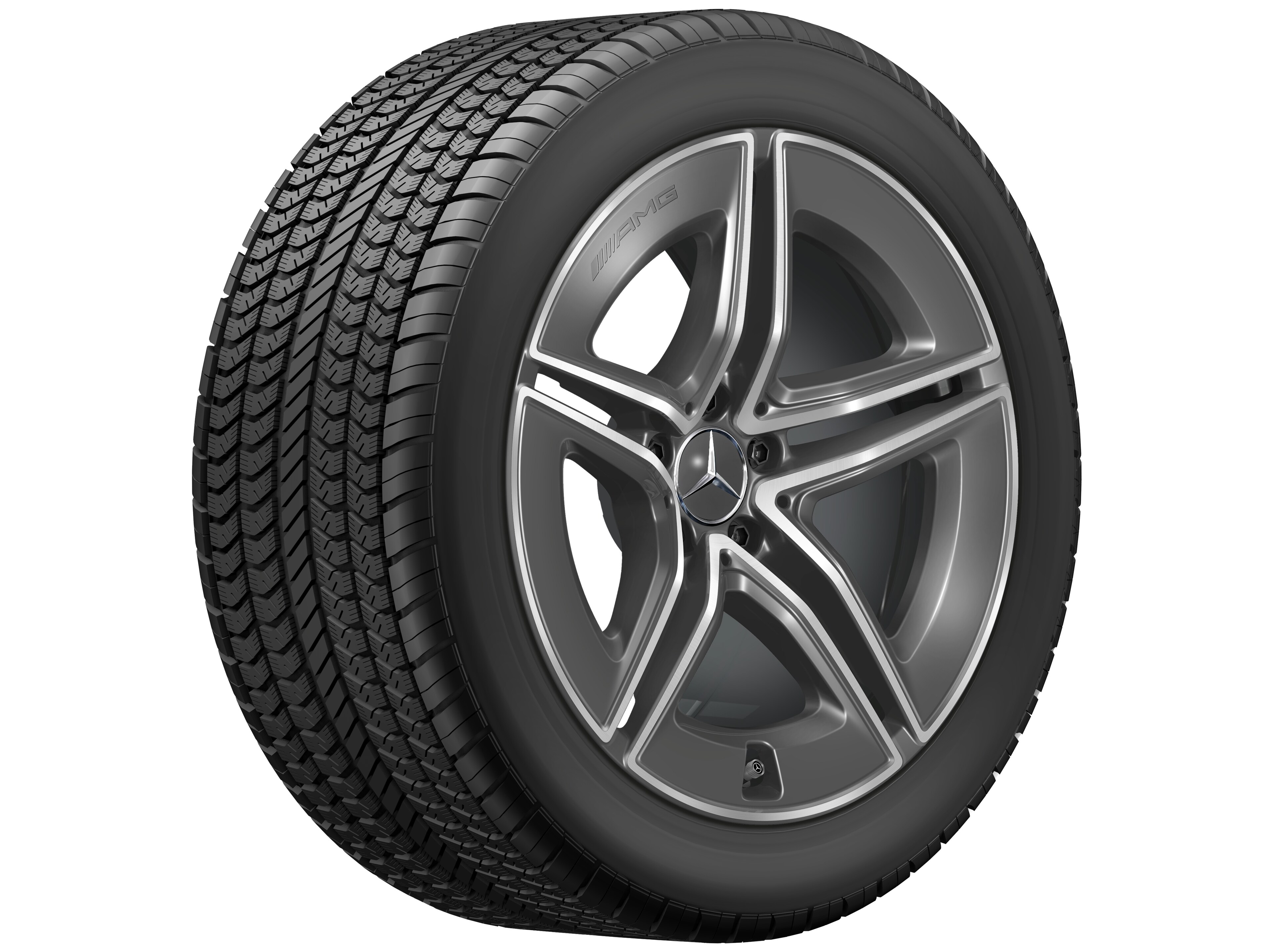 AMG Leichtmetallrad, im 5-Doppelspeichen-Design, 48,3 cm (19 Zoll) - 9,5 J x 19 ET 22,1, tantalgrau, glanzgedreht