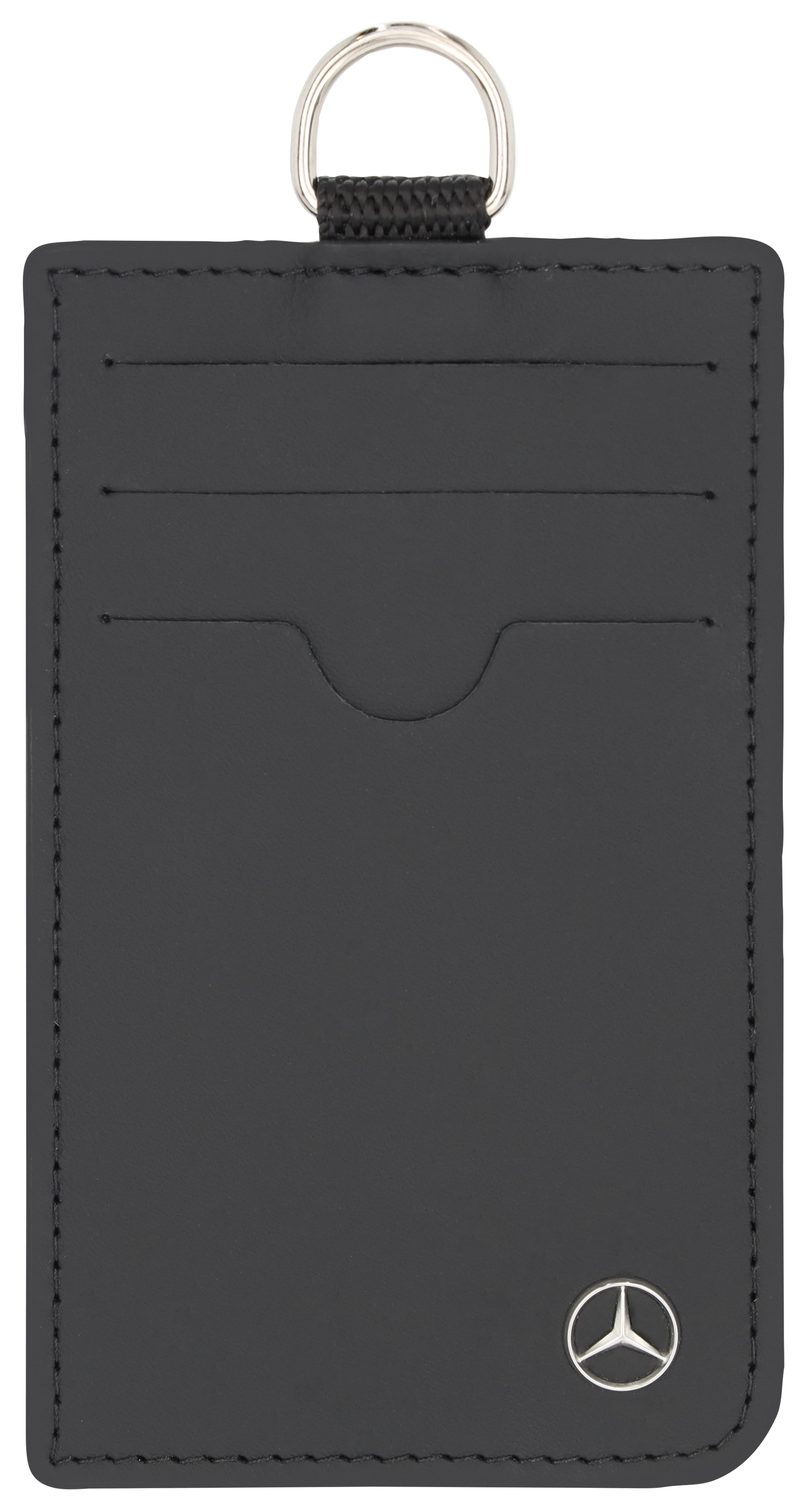 Kreditkartenetui, mit Kordel, Fahrzeugleder - schwarz, Leder