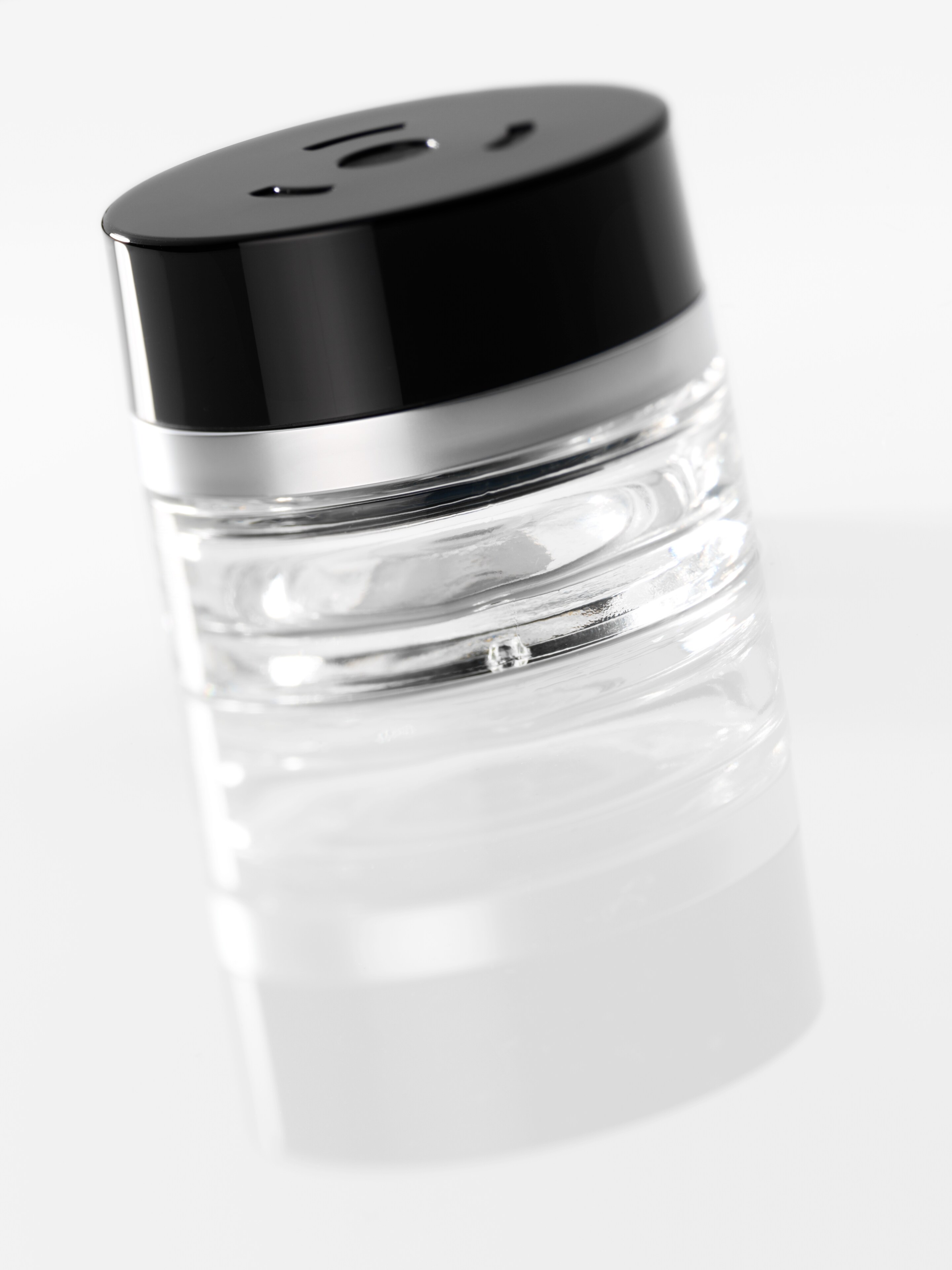 Flakon, leer - transparent / schwarz, Glas, 15 ml