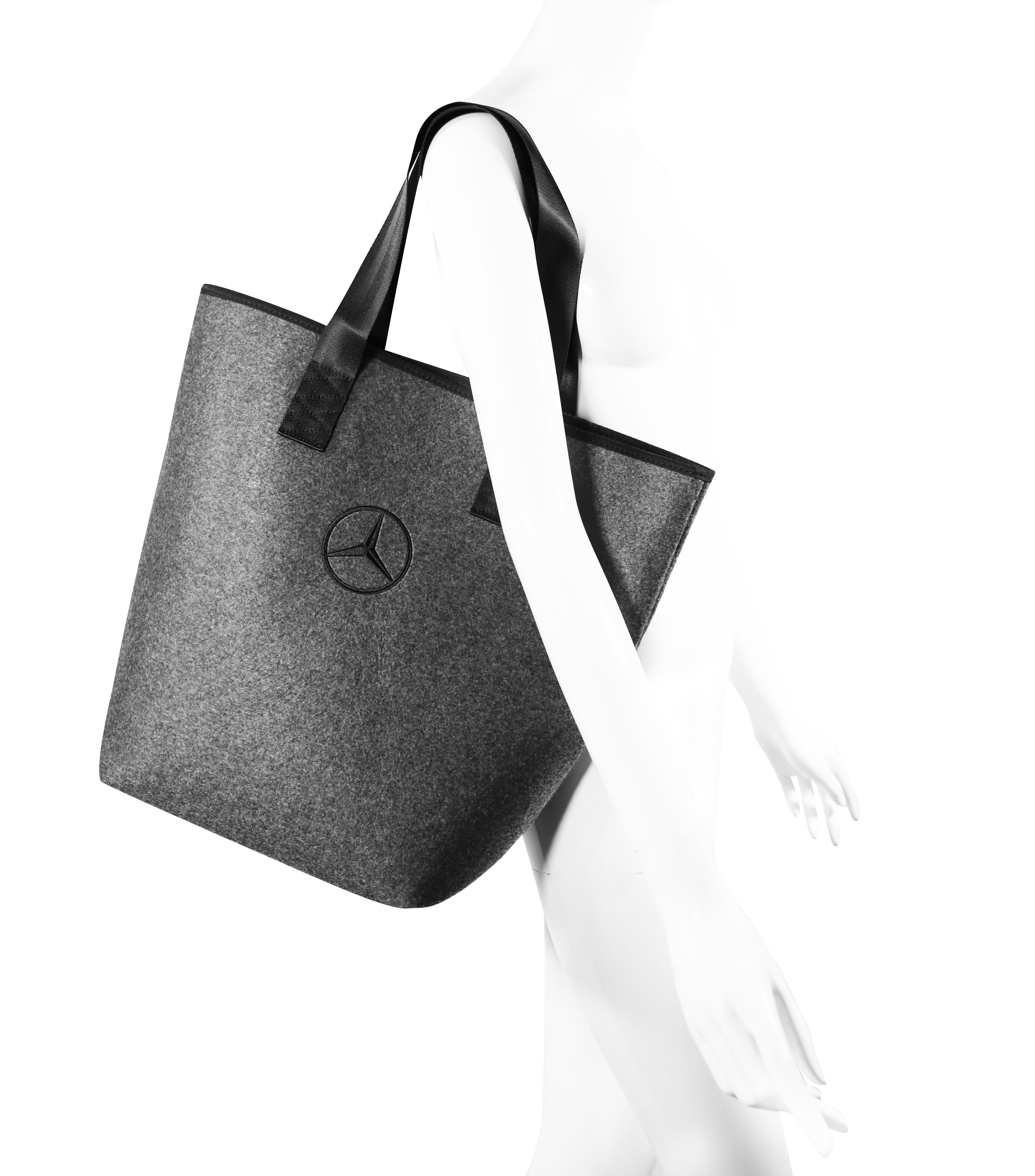 Einkaufstasche - grau / schwarz, Polyester