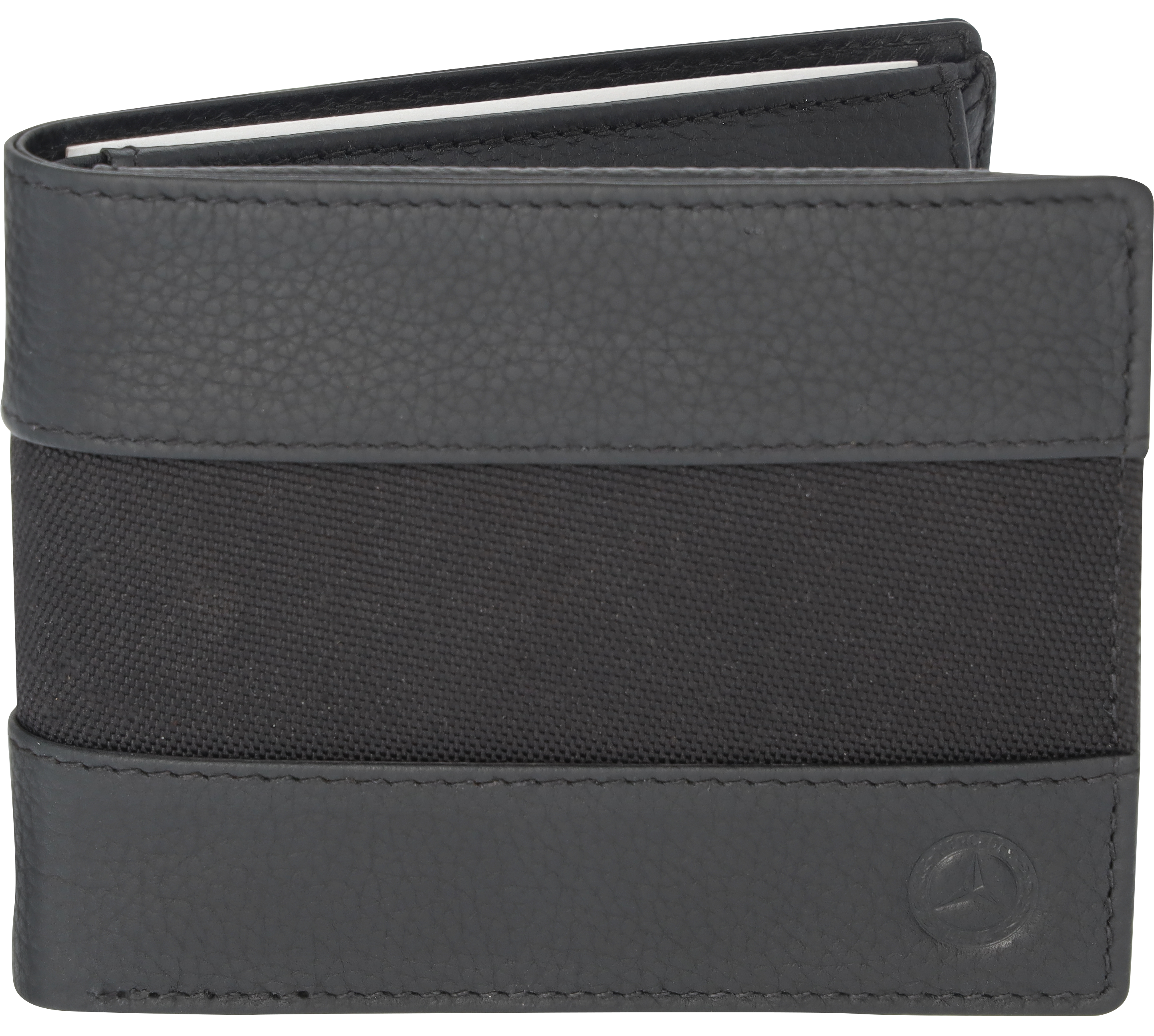 Geldbörse Herren, Classic - schwarz, Leder / Polyamid (recycelt)