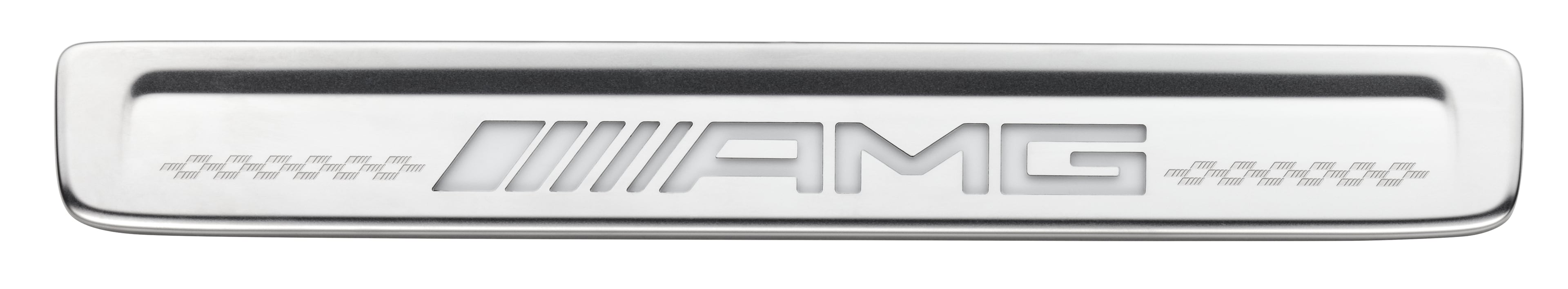 Wechselcover für beleuchtete Einstiegsleiste, AMG, vorne, 2-fach - Edelstahl, silberfarben / weiß