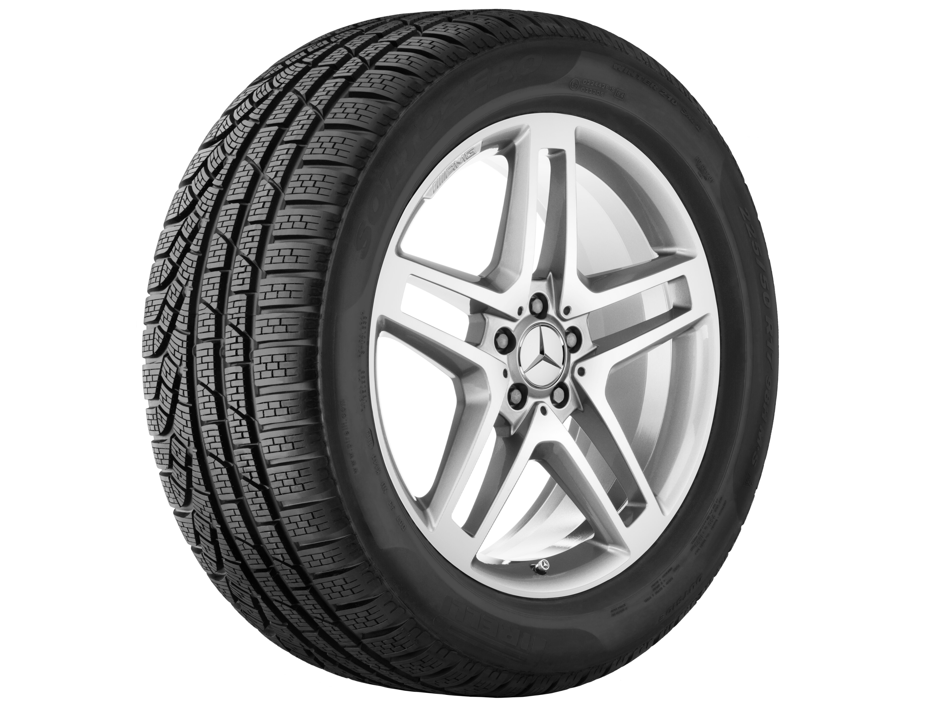 AMG 5-Doppelspeichen-Rad, 50,8 cm (20 Zoll) - 8,5 J x 20 ET 45, silberfarben, glanzgedreht