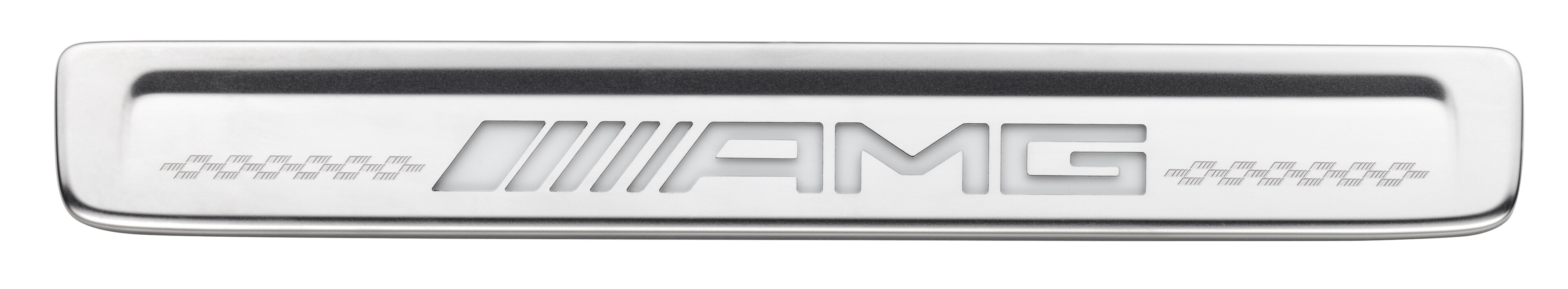 Wechselcover für beleuchtete Einstiegsleiste, AMG, vorne, 2-fach - Edelstahl, silberfarben / weiß