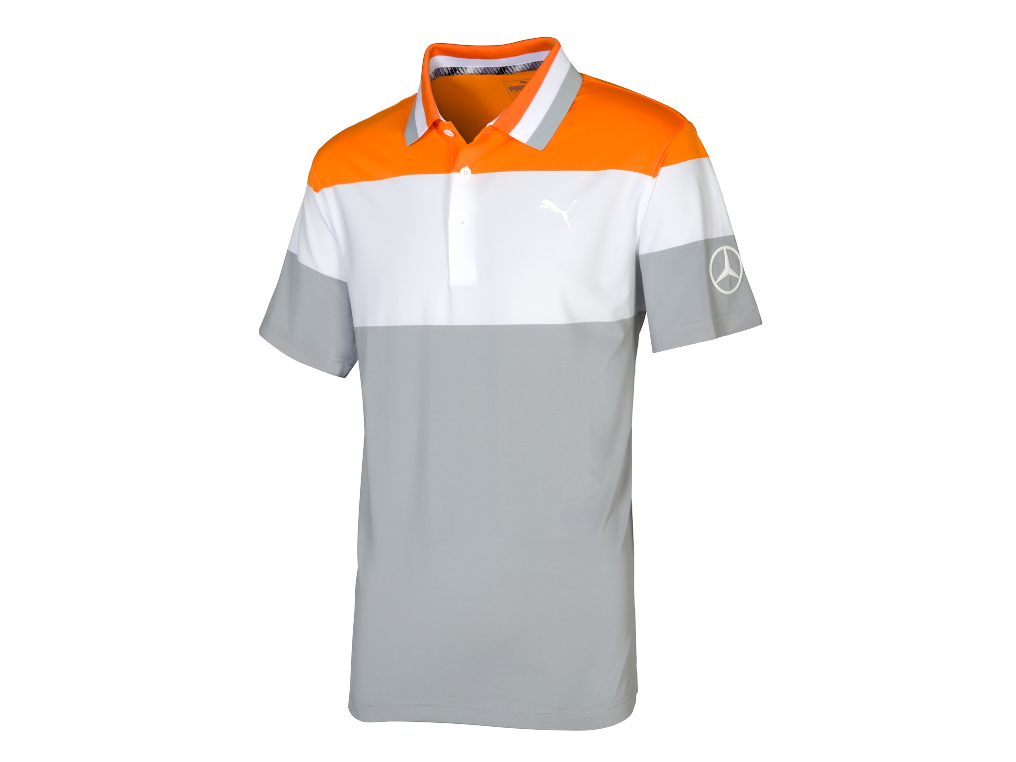 Golf-Poloshirt Herren - orange/grau/weiß, XXL