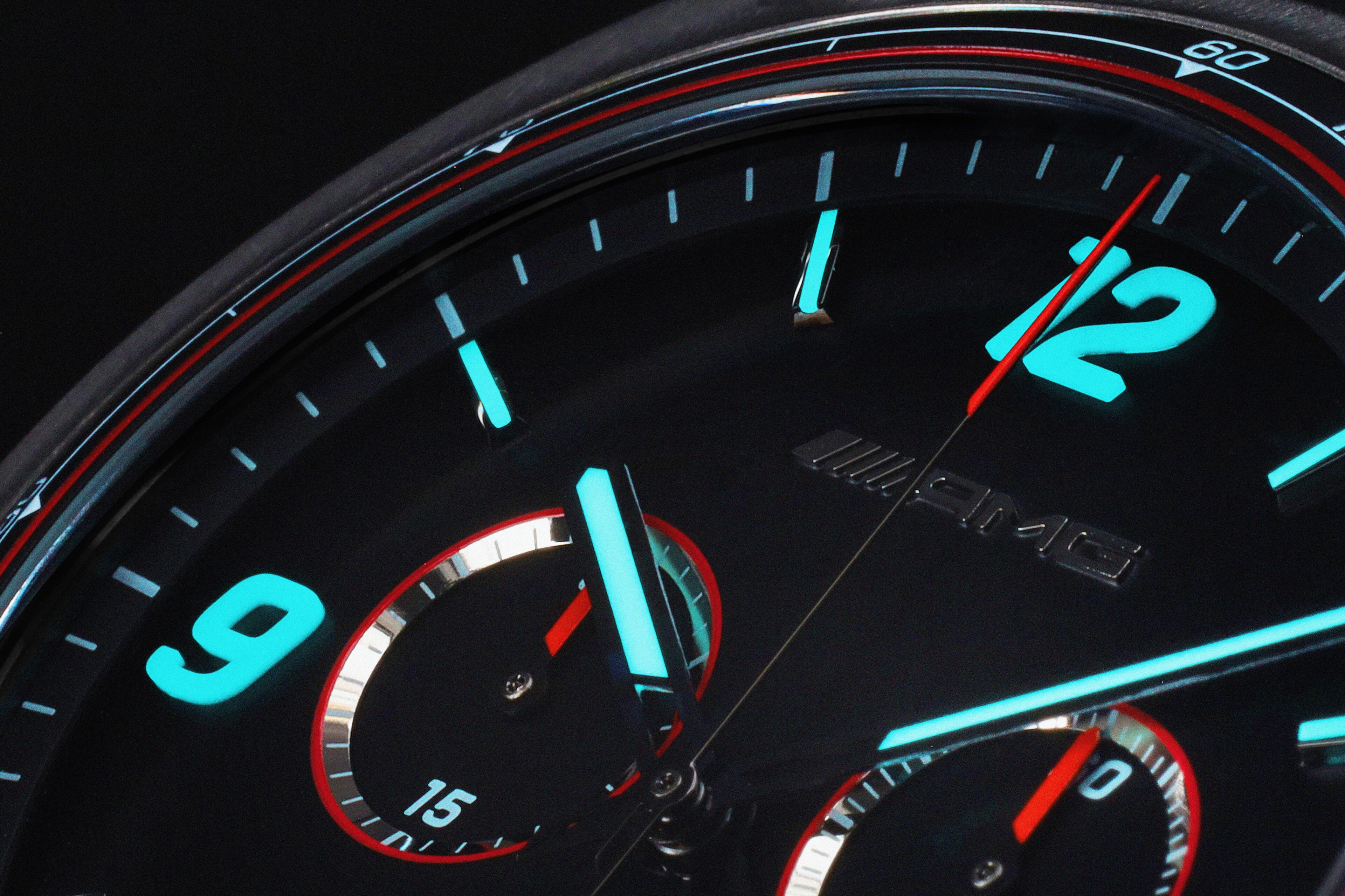 Armbanduhr, Herren, AMG, Essentials Chronograph - schwarz / anthrazit / rot, Edelstahl / Titan / Kautschuk