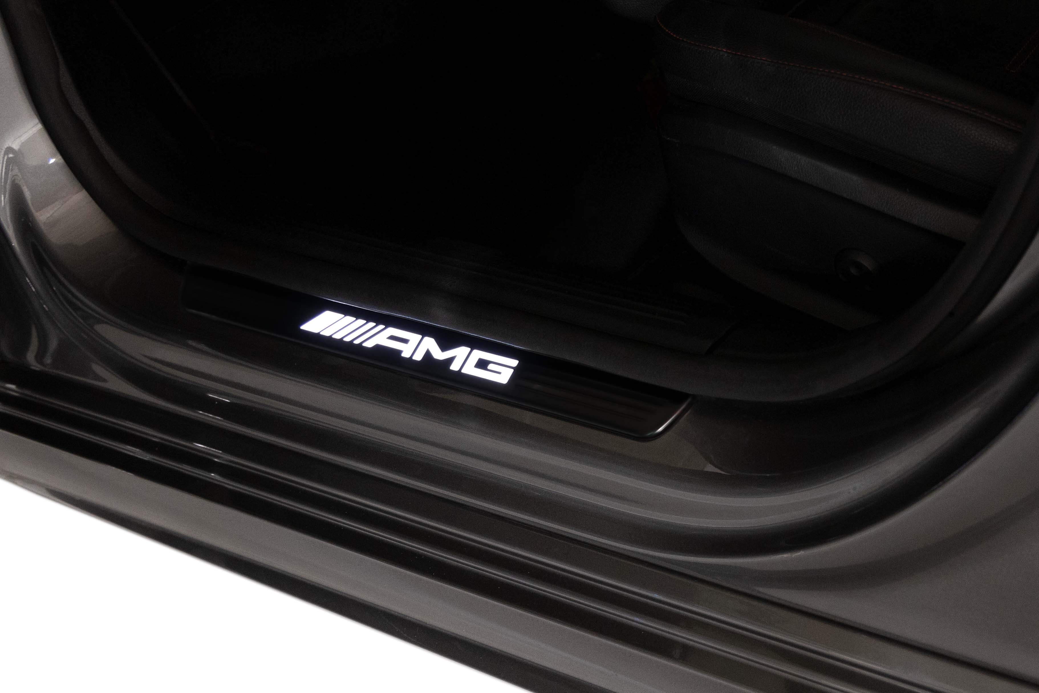 Wechselcover für beleuchtete Einstiegsleiste, AMG, vorne, 2-fach - Edelstahl, schwarz / weiß