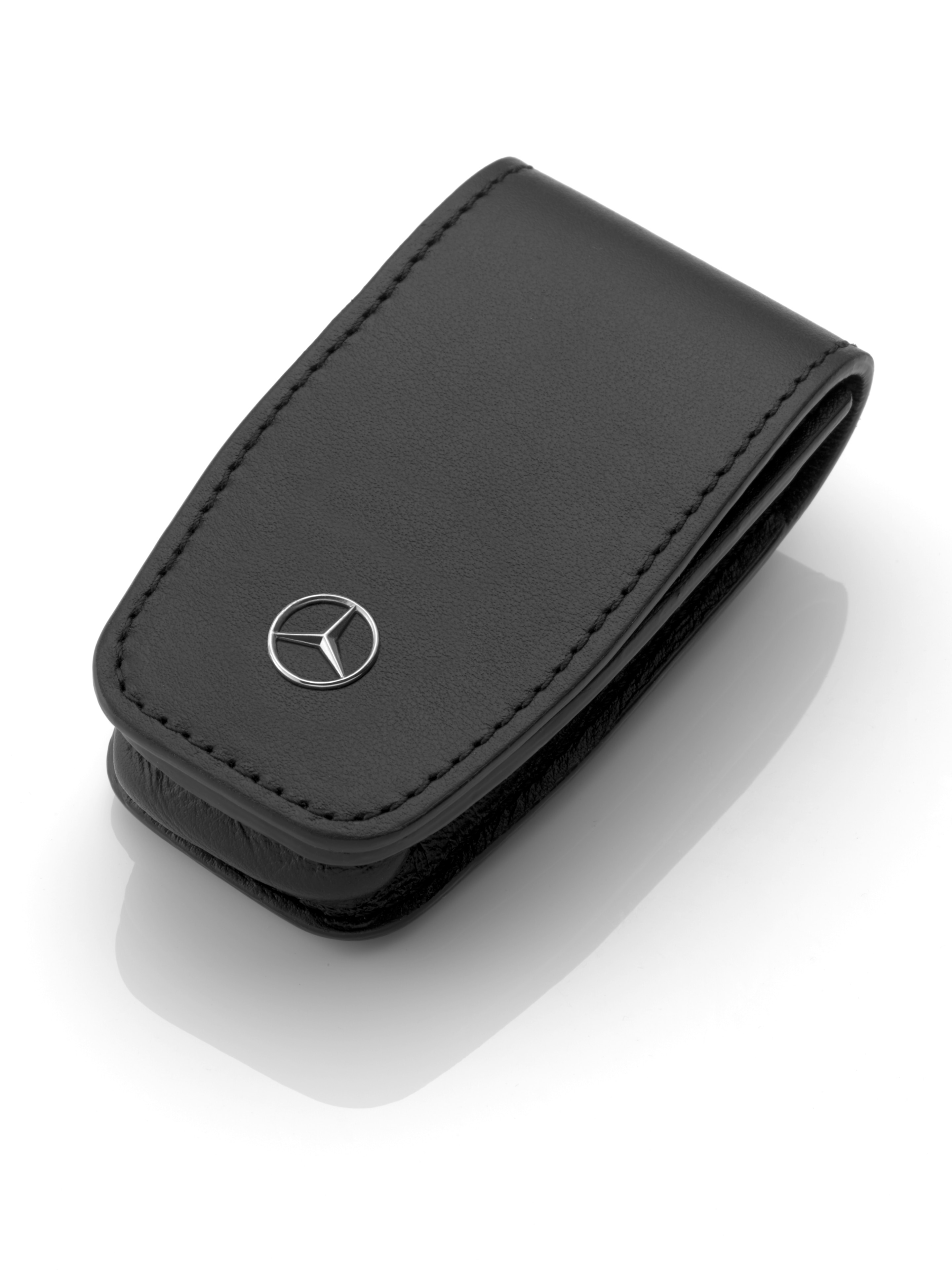 Schlüsseletui - schwarz, Rindleder / Edelstahl