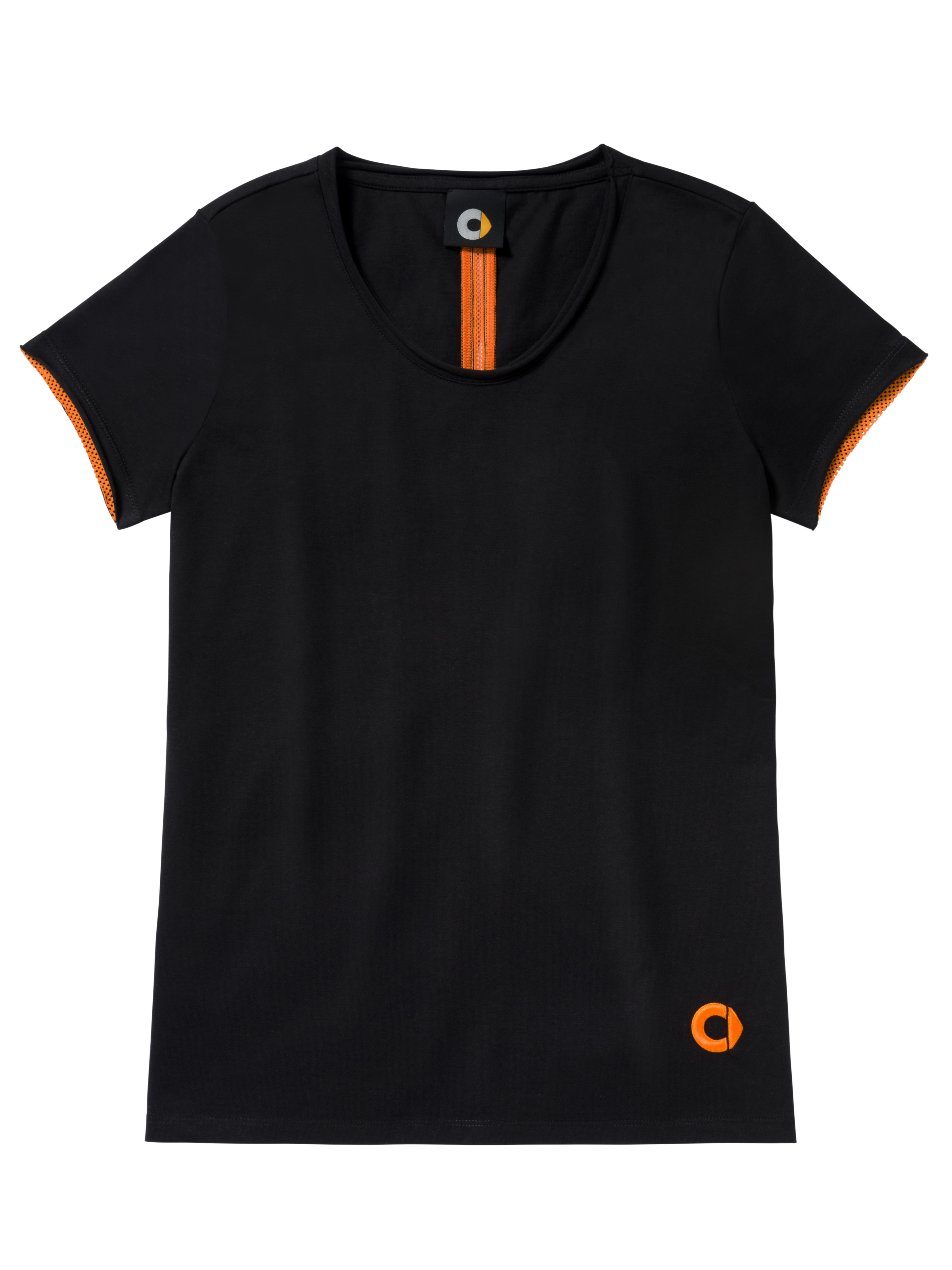 T-Shirt Damen - schwarz / orange, XL