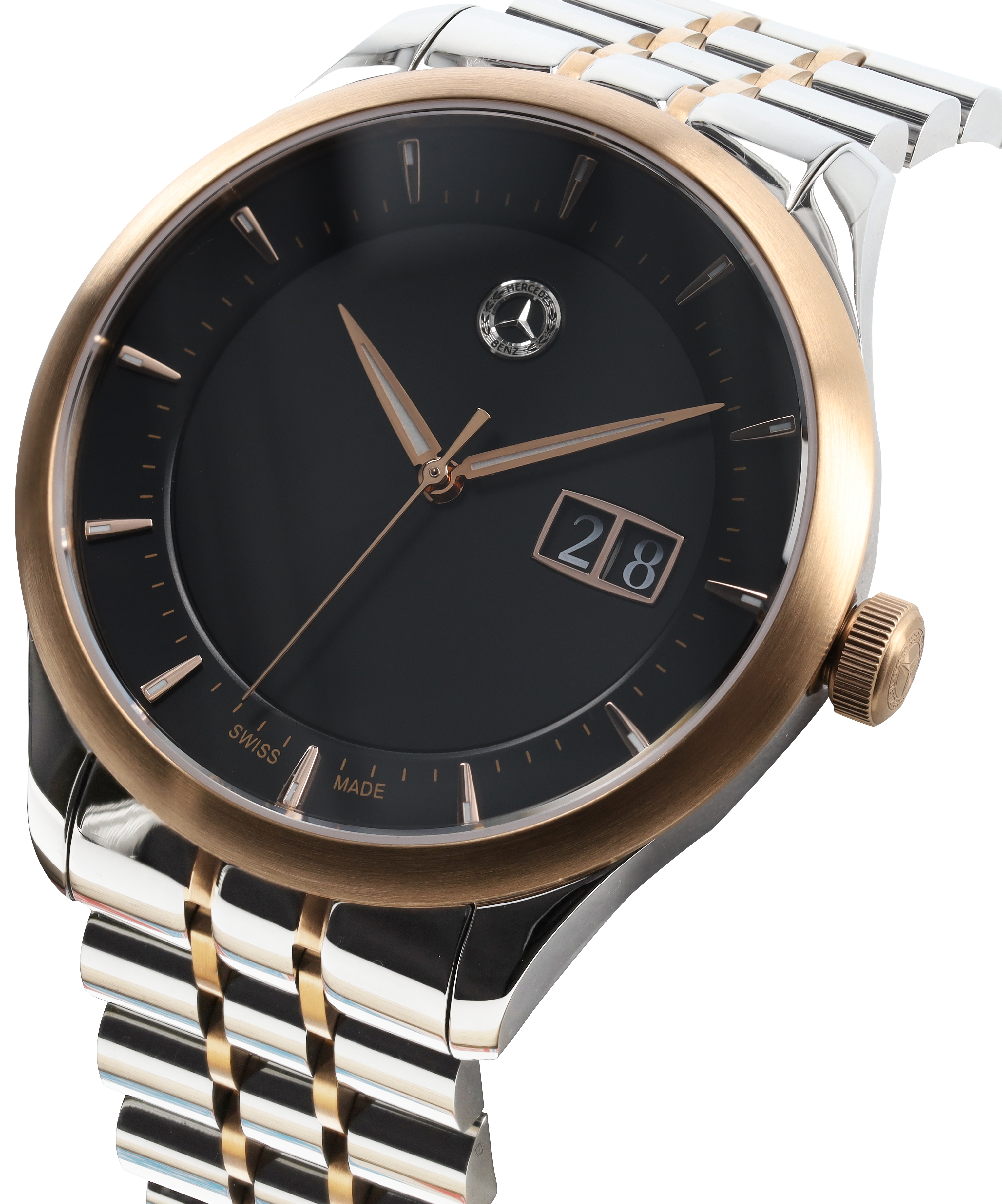 Armbanduhr Herren, Classic, Elegance - schwarz / silberfarben / roségoldfarben, Edelstahl