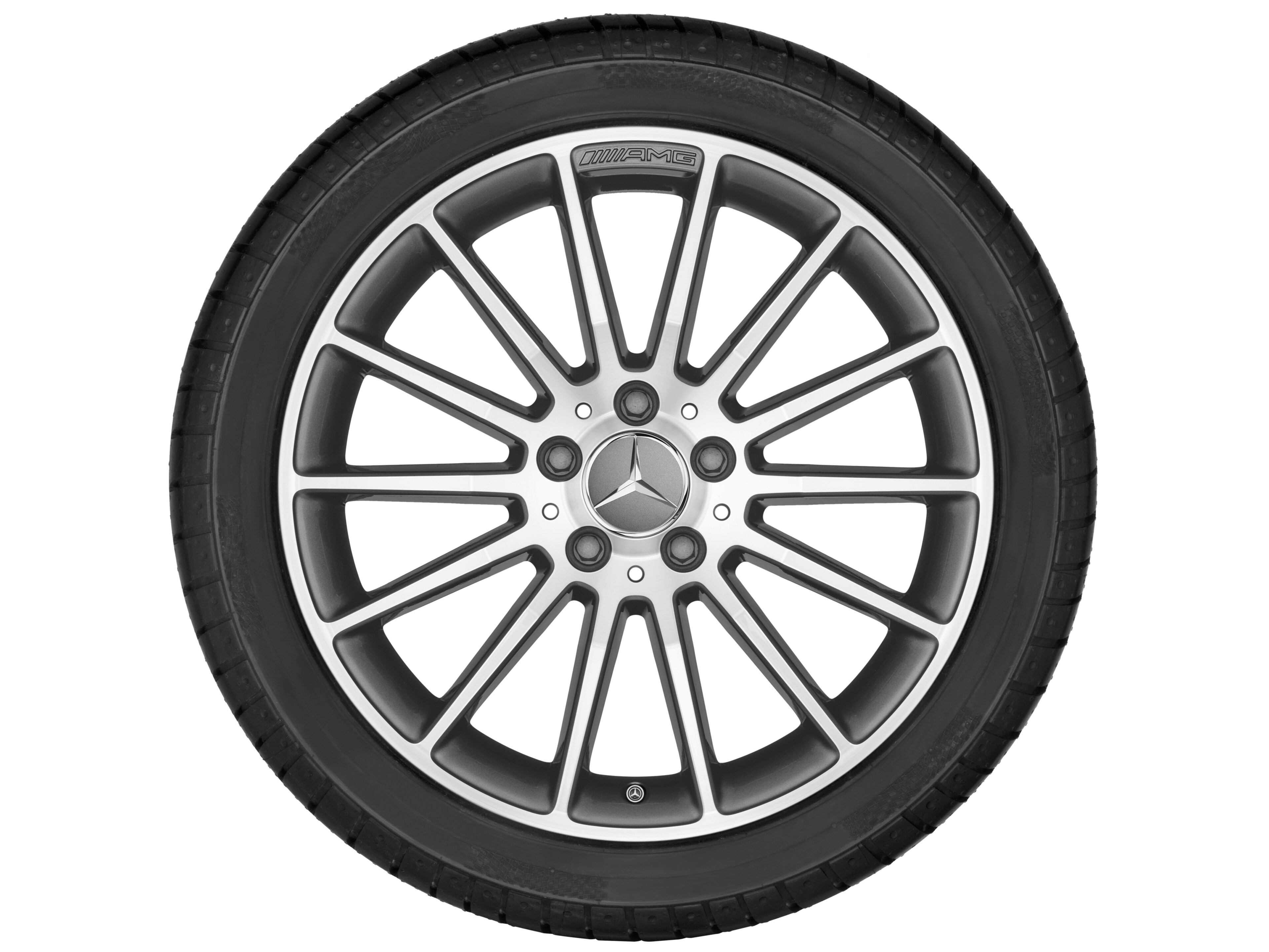 AMG Vielspeichen-Rad, 45,7 cm (18 Zoll) - 7,5 J x 18 ET 52, titangrau, glanzgedreht