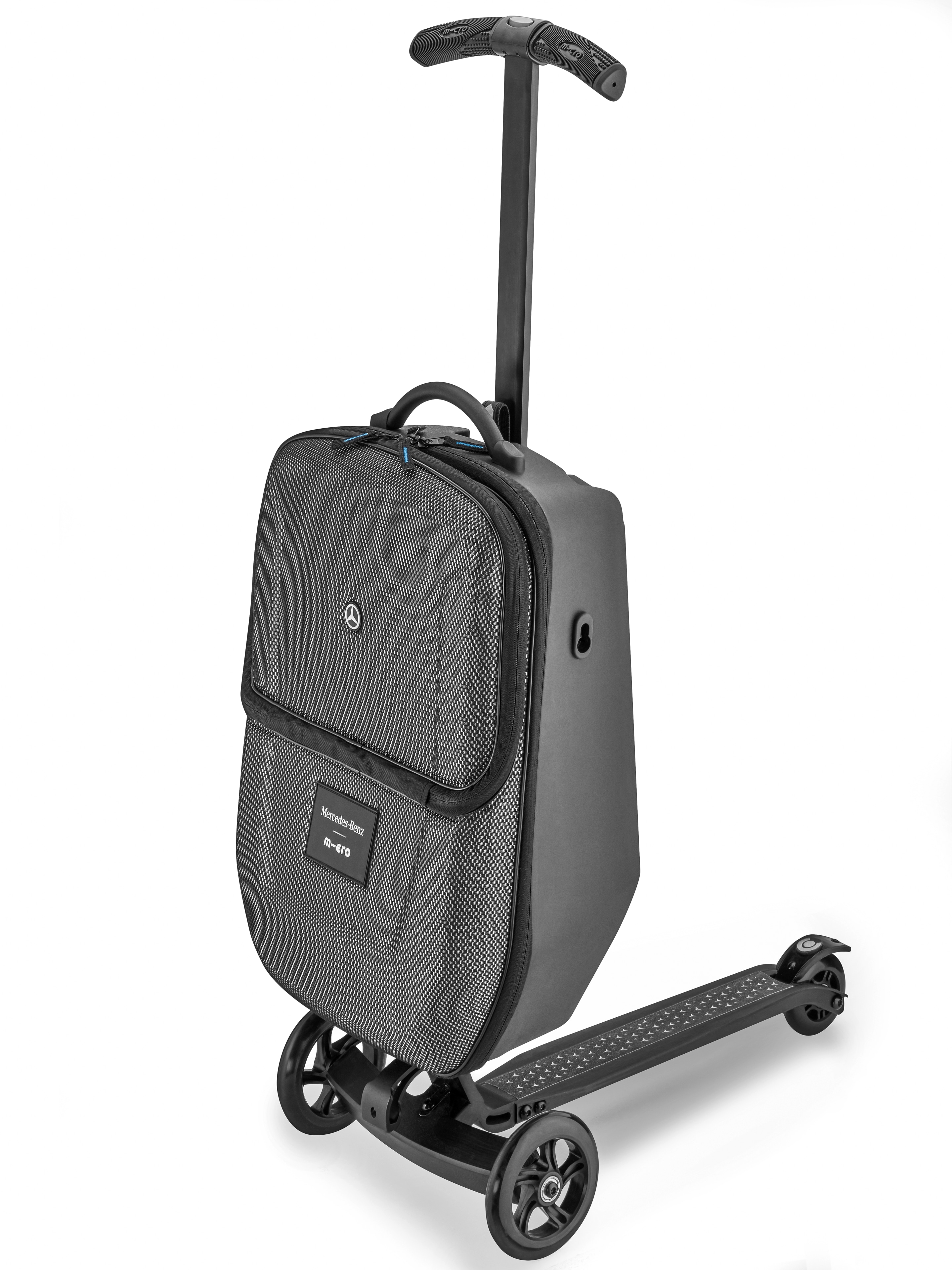 Tretroller Koffer, Micro Luggage 4.0 - schwarz, Aluminium / Nylon, Micro Mobility