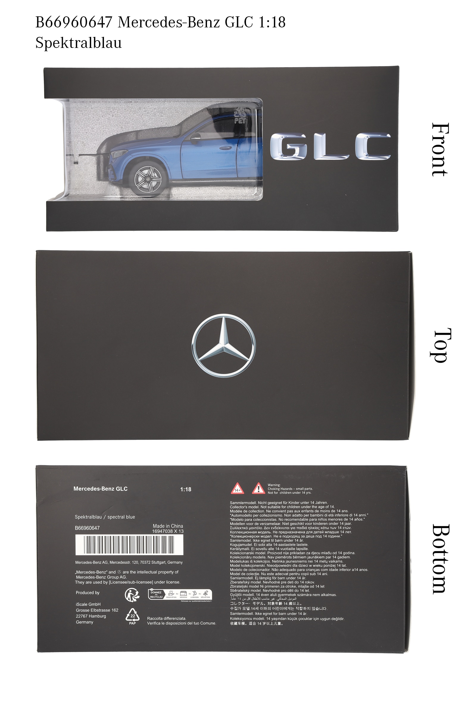 GLC, AMG Line, X254 - spektralblau, iScale, 1:18