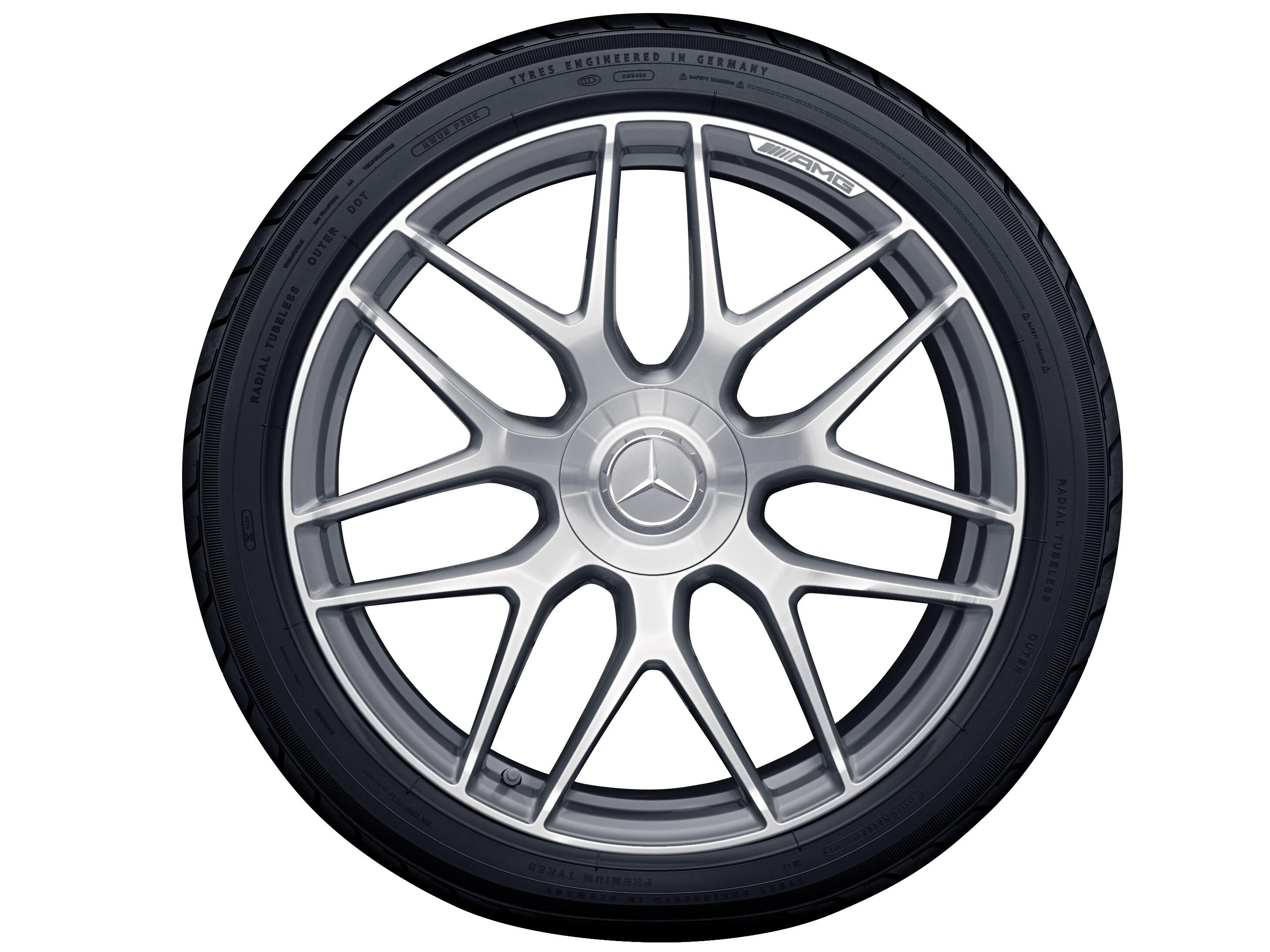 AMG Schmiederad im Kreuzspeichen-Design, 53,3 cm (21 Zoll) - 10 J x 21 ET 28, titangrau, glanzgedreht