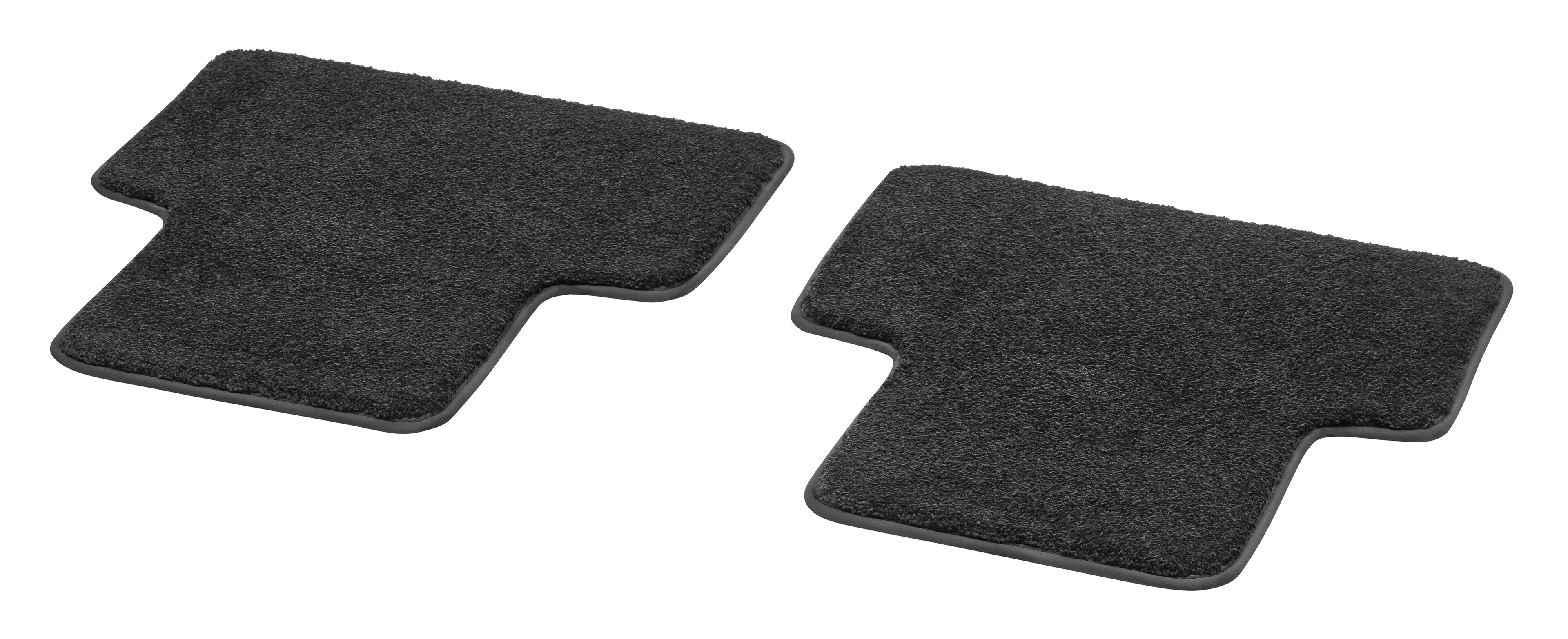 Veloursmatten EXCLUSIV, Satz mit Kardantunnelmatte, 3-teilig - LL/RL, schwarz, Einfassung schwarz