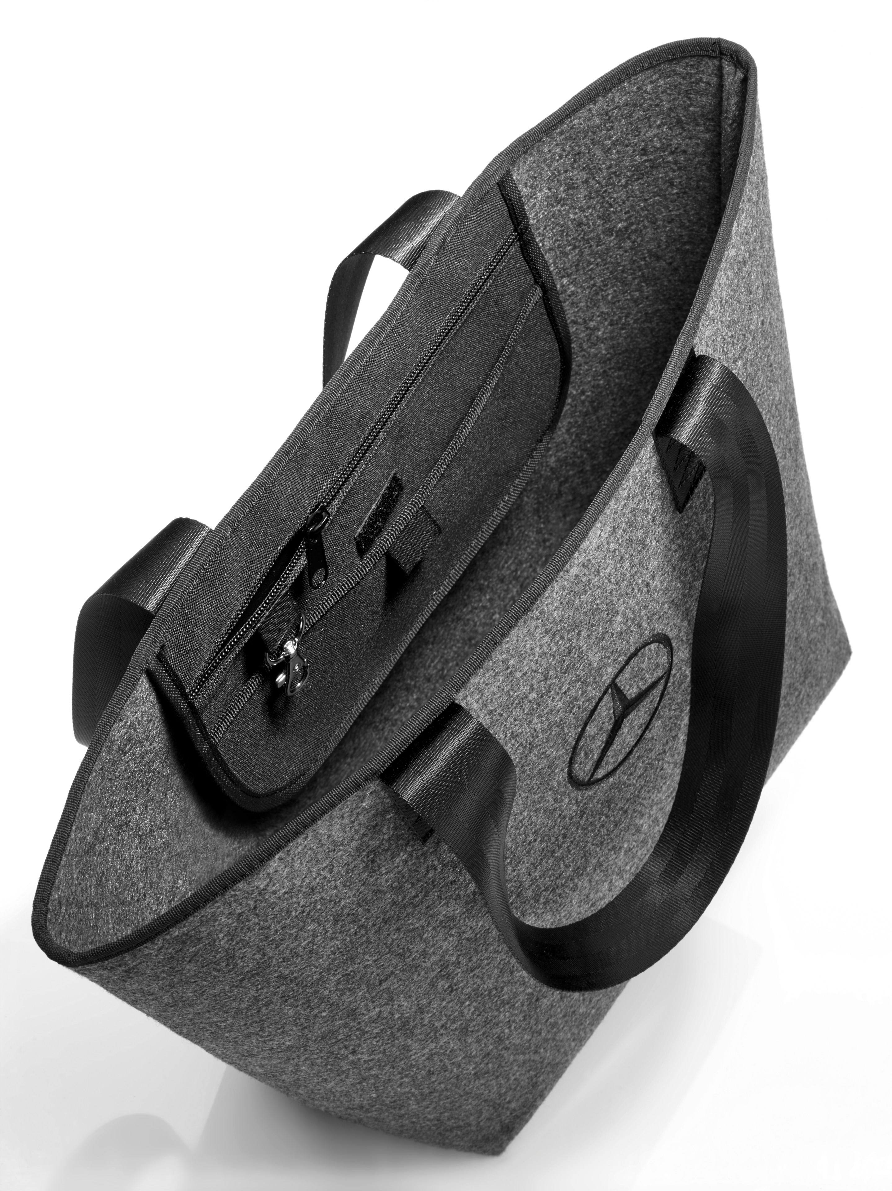 Einkaufstasche - grau / schwarz, Polyester