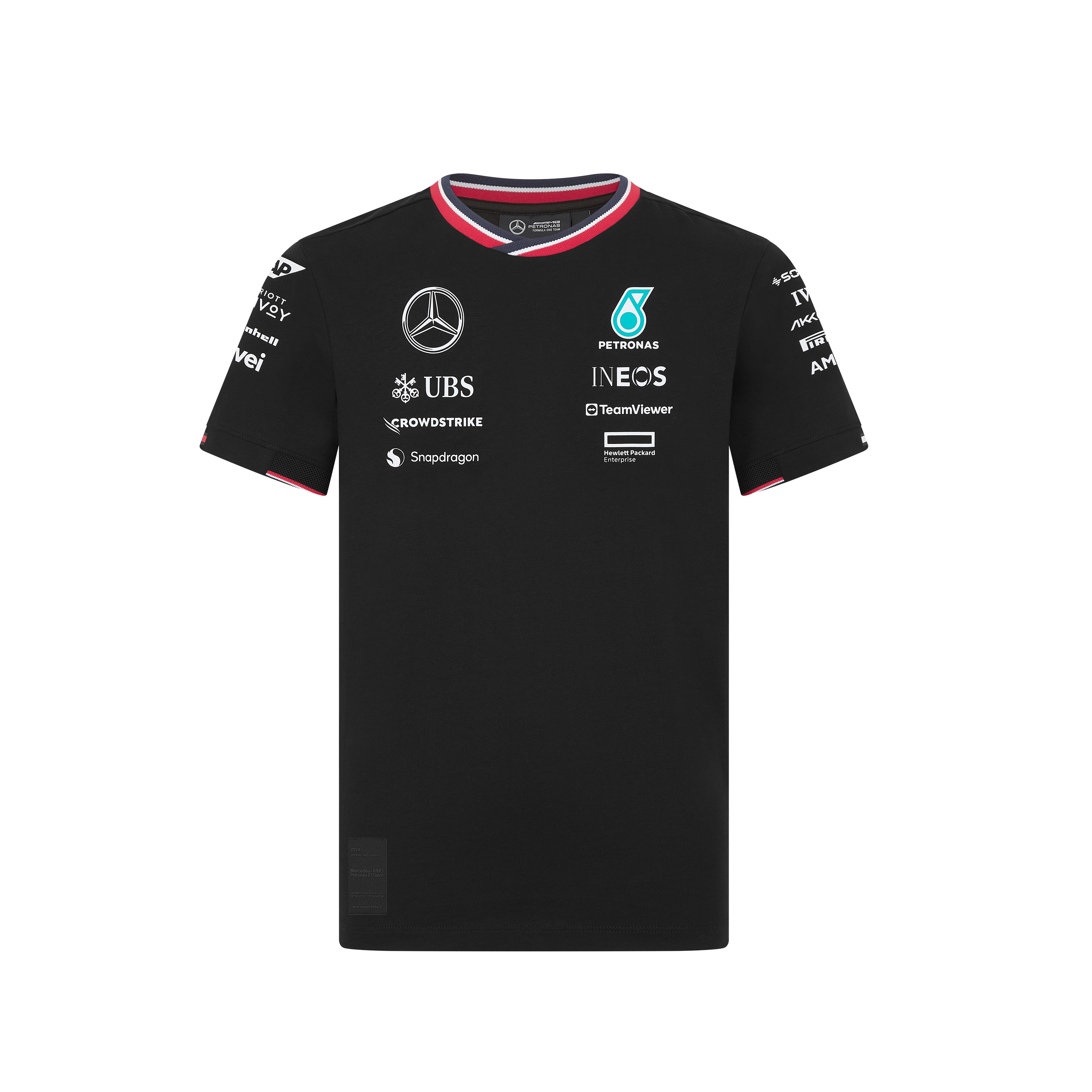 T-Shirt Kinder, Fahrer, Mercedes-AMG F1 - schwarz, 140