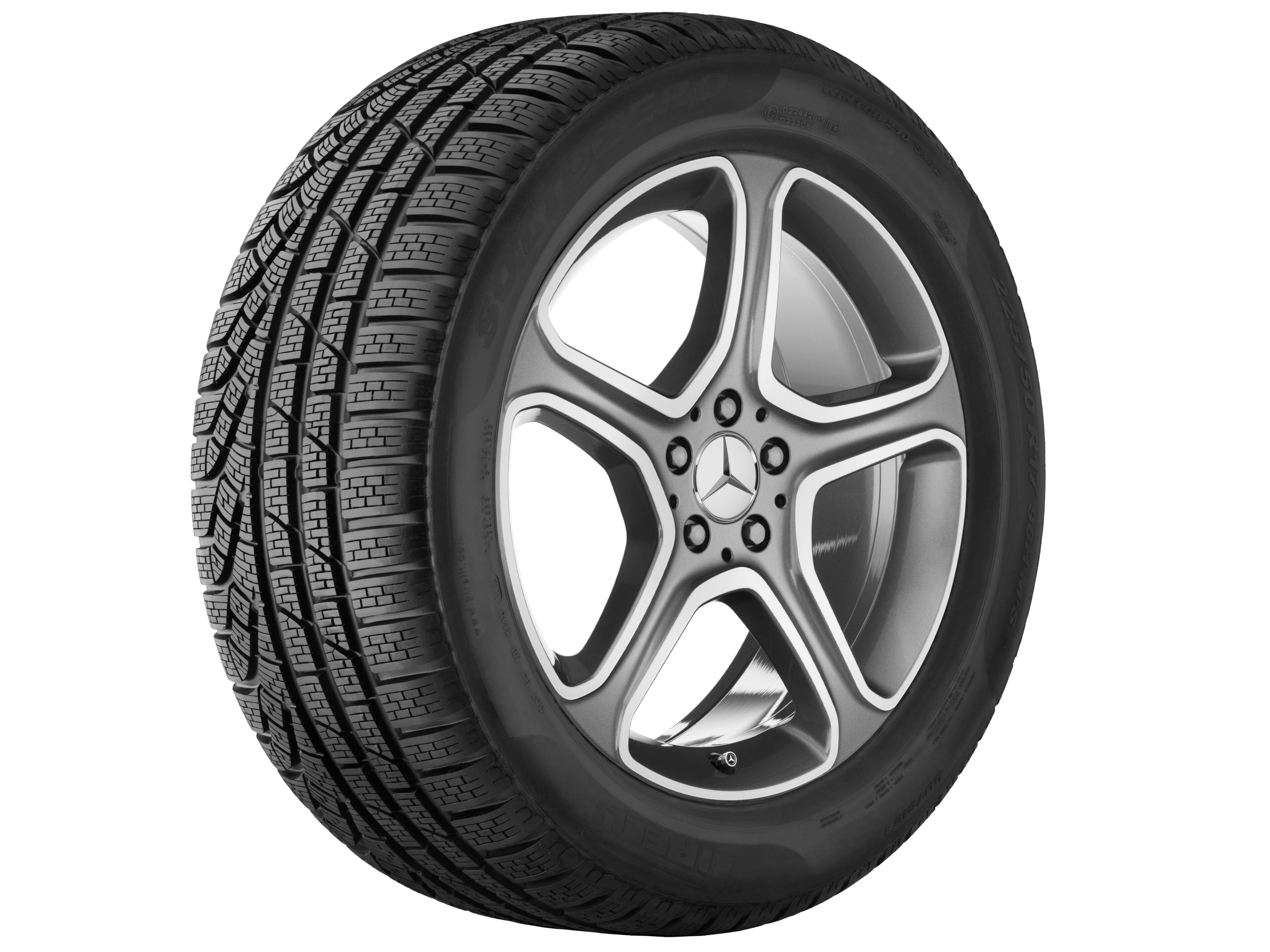 5-Speichen-Rad, 48,3 cm (19 Zoll) - 8,5 J x 19 ET 52, grau Himalaya, glanzgedreht