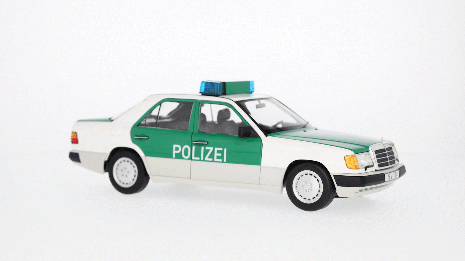 230 E W 124 (1989-1993), Limousine, Polizei - weiß / grün, Norev, 1:18