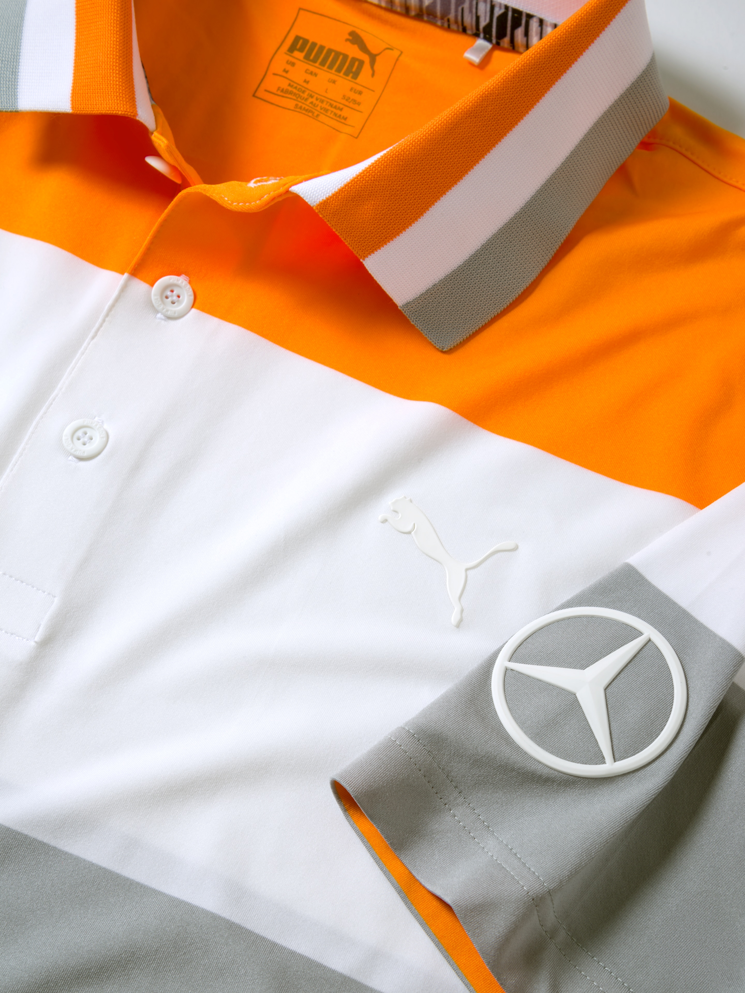 Golf-Poloshirt Herren - orange/grau/weiß, S Golf-Poloshirt Herren - orange/grau/weiß, S