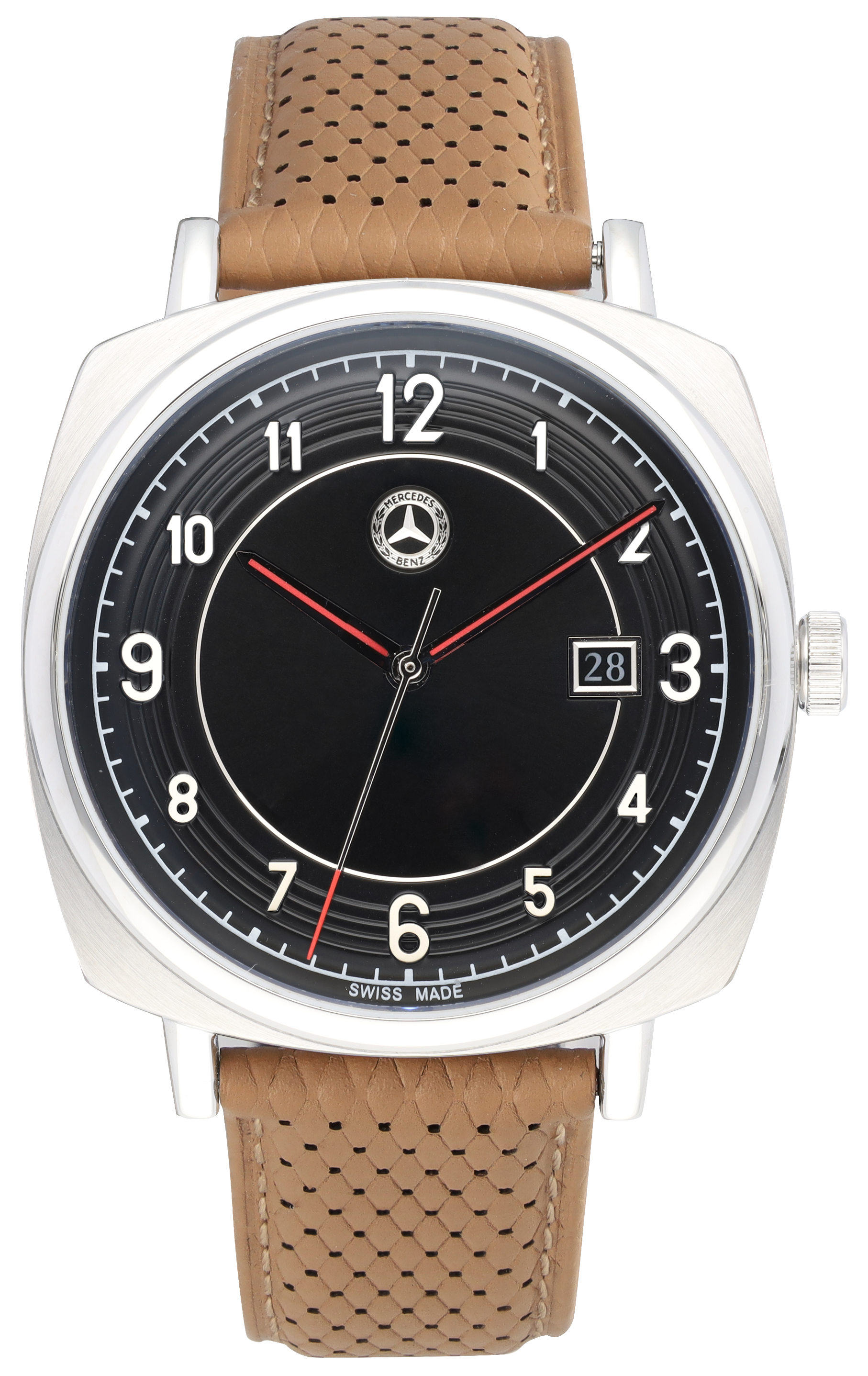 Armbanduhr Herren, Classic, Pagode - silberfarben / schwarz / cognacbraun, Edelstahl / Kalbsleder Armbanduhr Herren, Classic, Pagode - silberfarben / schwarz / cognacbraun, Edelstahl / Kalbsleder