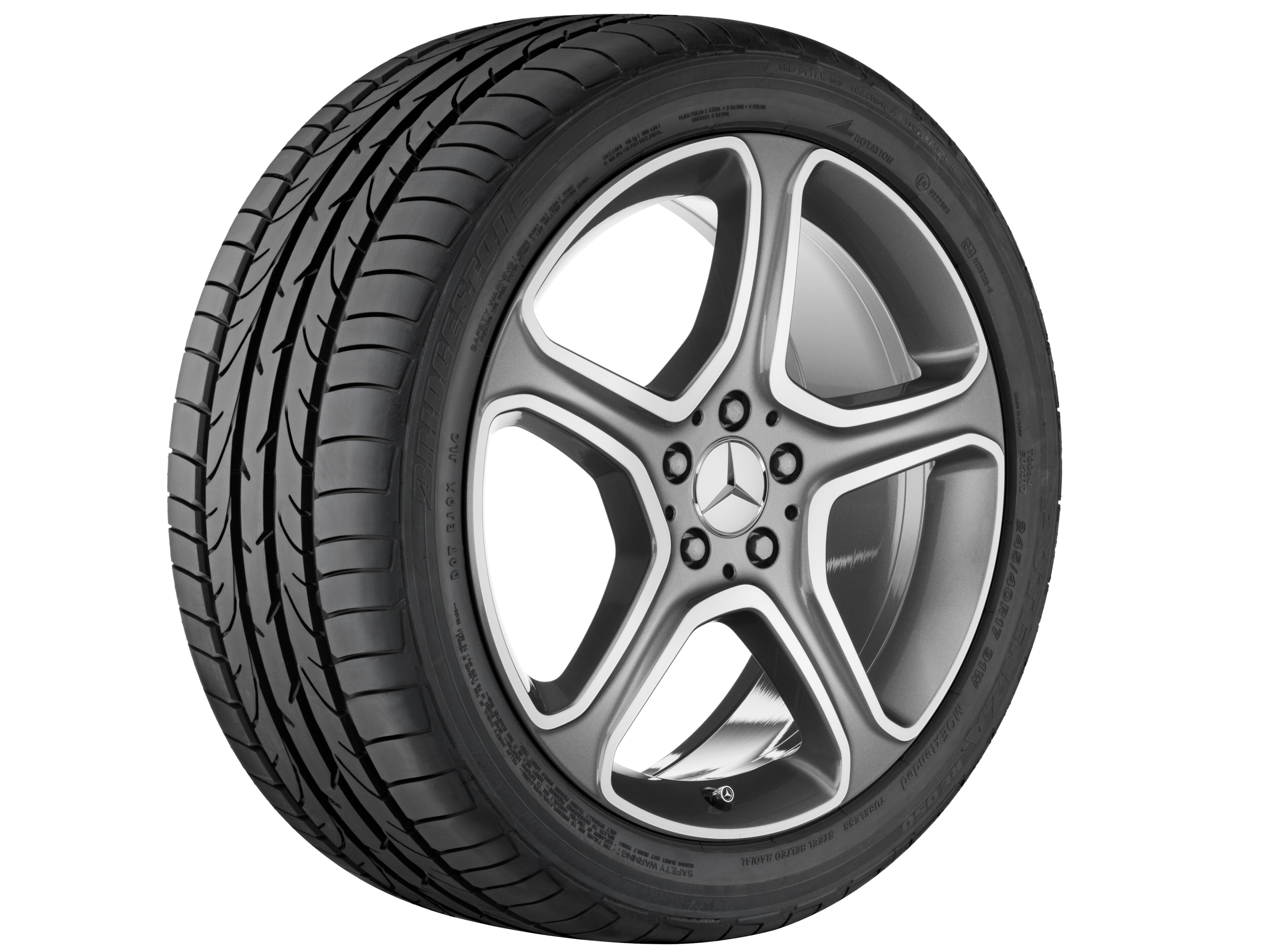 5-Speichen-Rad, 48,3 cm (19 Zoll) - 8,5 J x 19 ET 52, grau Himalaya, glanzgedreht
