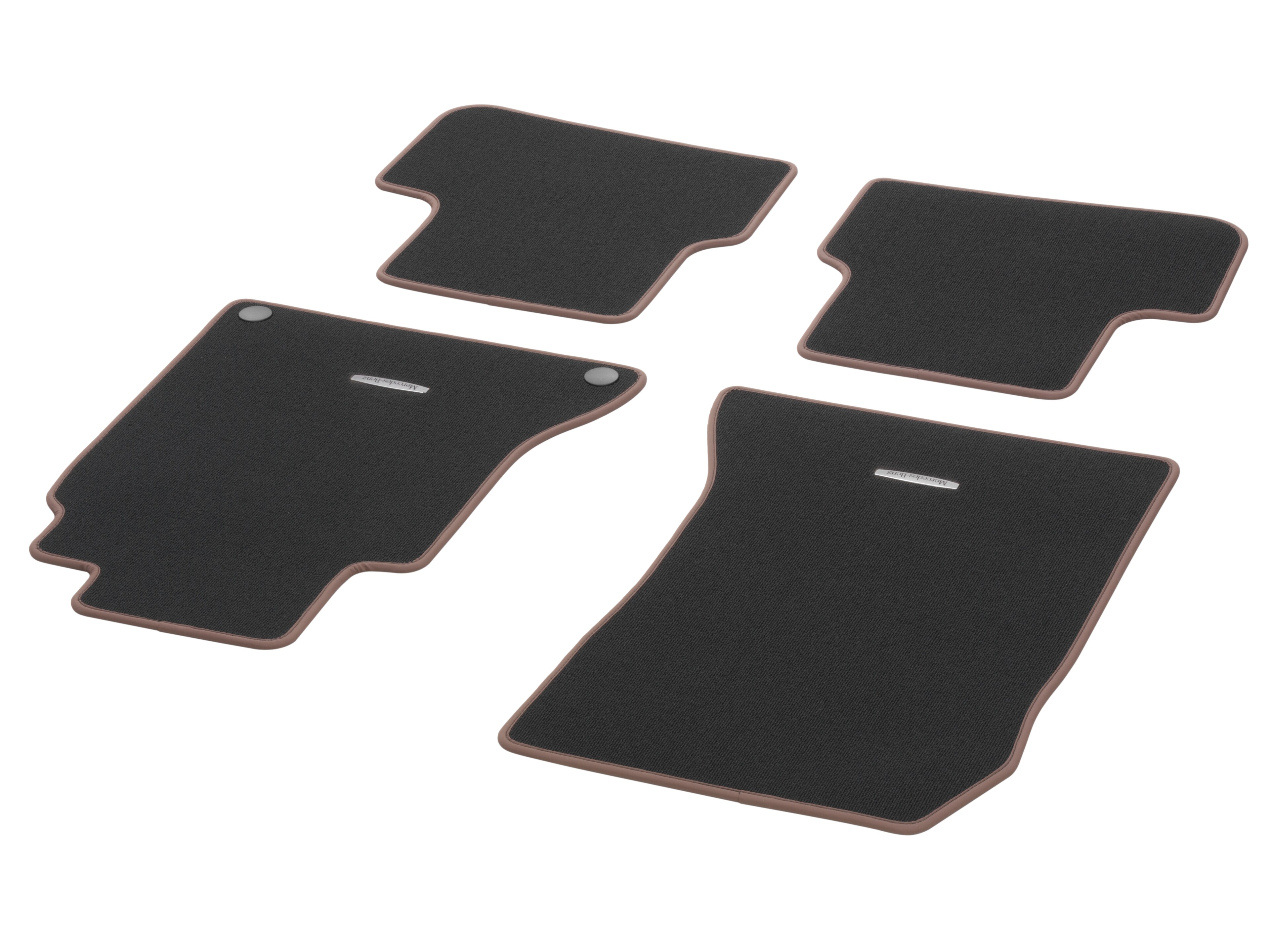 Veloursmatten, SPORTIV, Satz, 4-teilig - RL, schwarz / nussbraun, Einfassung nussbraun