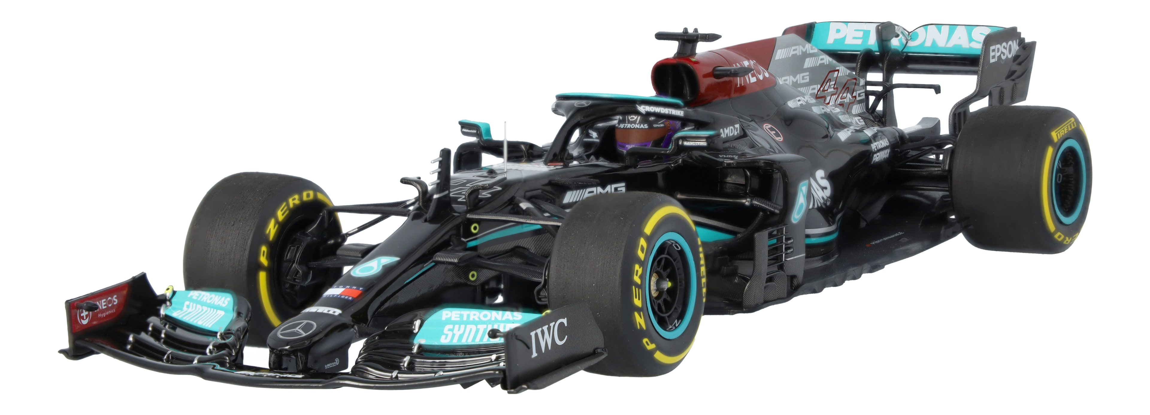 MERCEDES AMG PETRONAS Formula One™ Team, F1 W12 E Performance, Saison 2021, Lewis Hamilton - silberfarben, Minichamps, 1:18