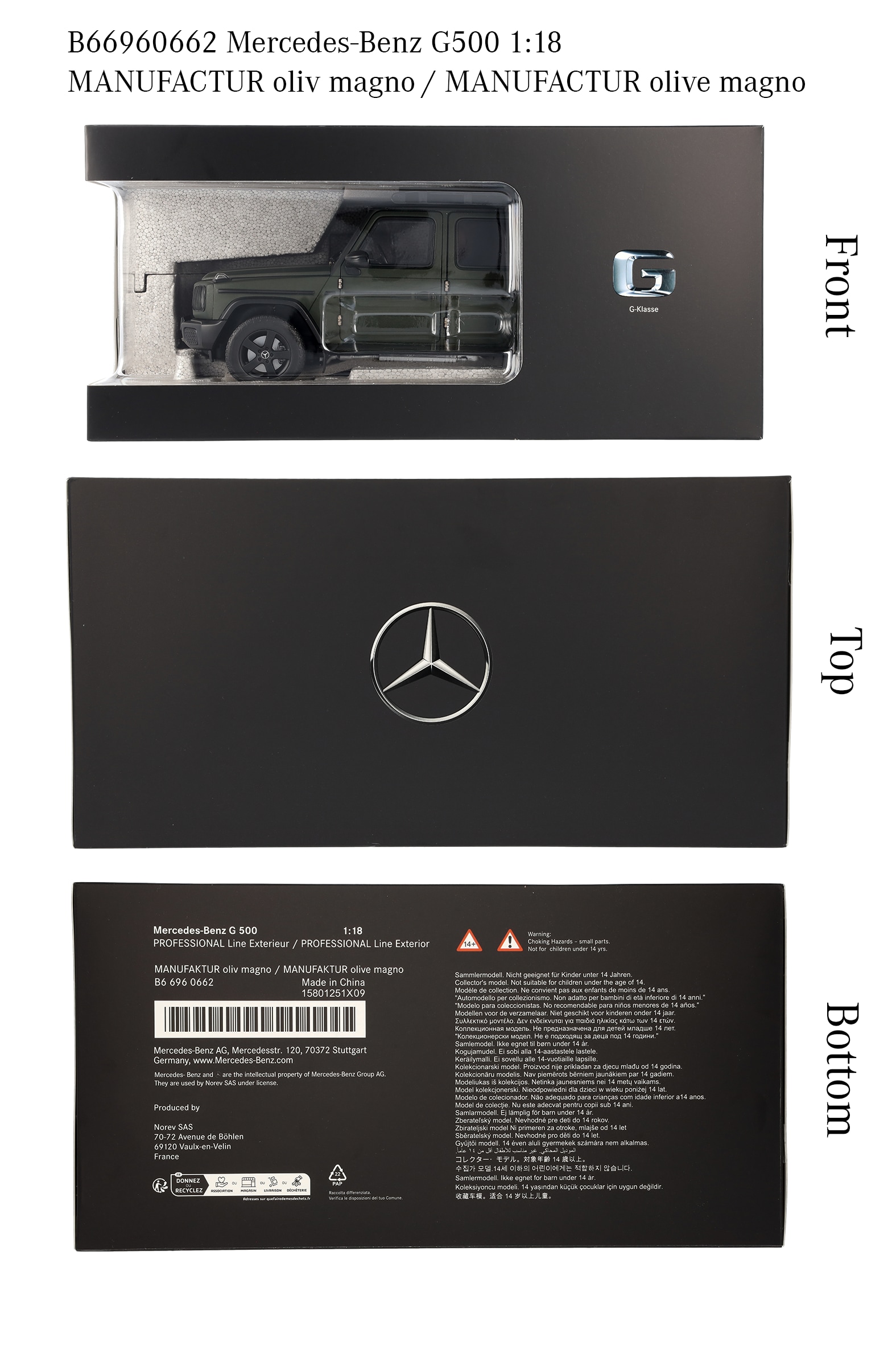 G-Klasse, Geländewagen, PROFESSIONAL Line, W465 - MANUFAKTUR oliv magno, Norev, 1:18 G-Klasse, Geländewagen, PROFESSIONAL Line, W465 - MANUFAKTUR oliv magno, Norev, 1:18