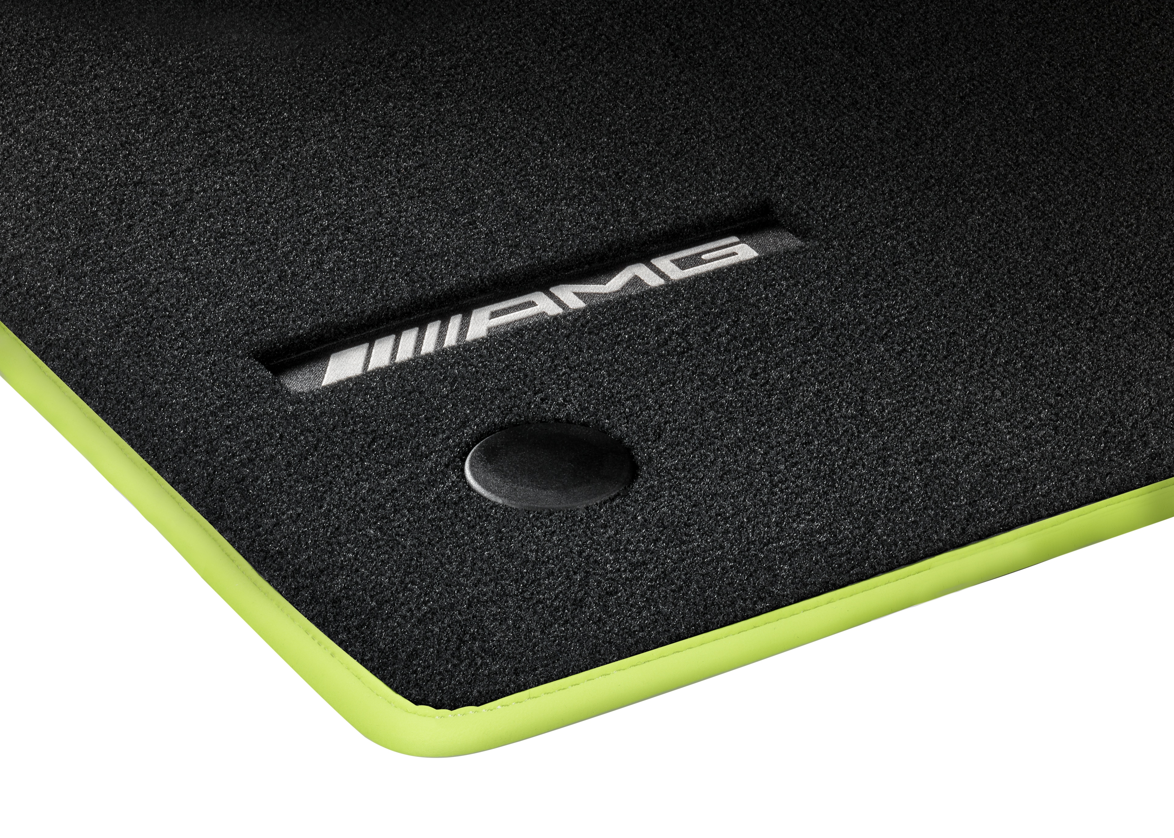 AMG Veloursmatten, Satz, 4-teilig, mit AMG Weblogo - LL, schwarz, Einfassung energygreen