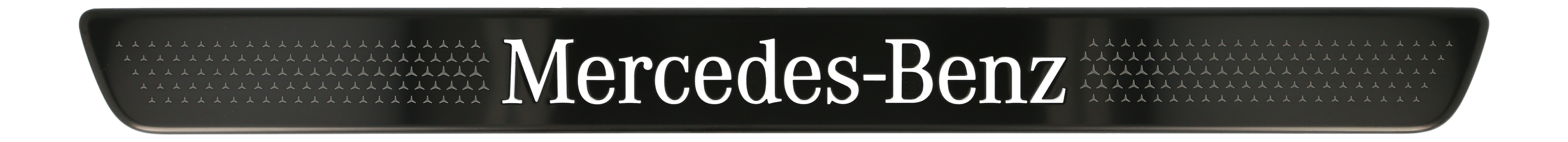 Wechselcover für beleuchtete Einstiegsleiste, Mercedes-Benz, vorne, 2-fach, mit Mercedes-Benz Pattern - Edelstahl, schwarz / weiß