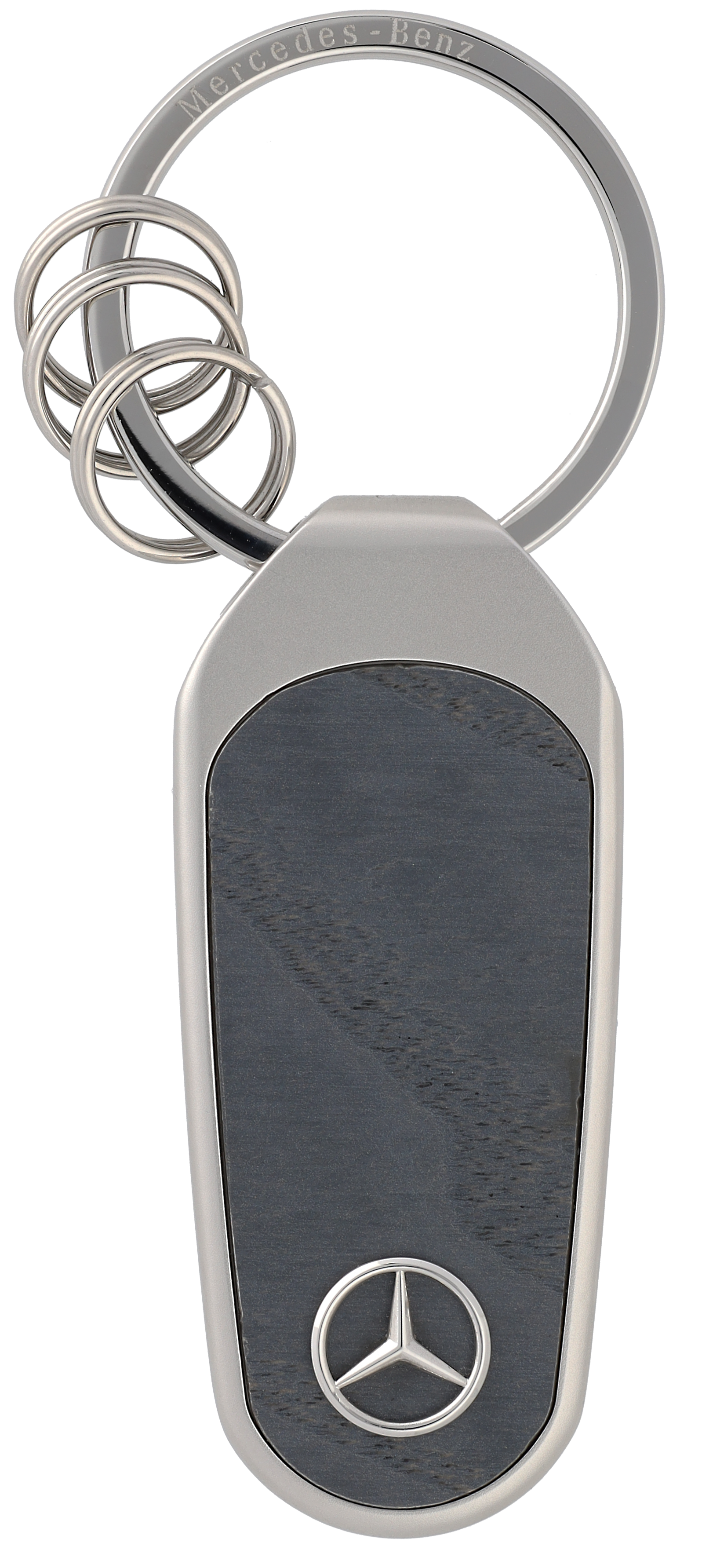 Schlüsselanhänger, Zierteil - silberfarben / anthrazit, Edelstahl / Holz