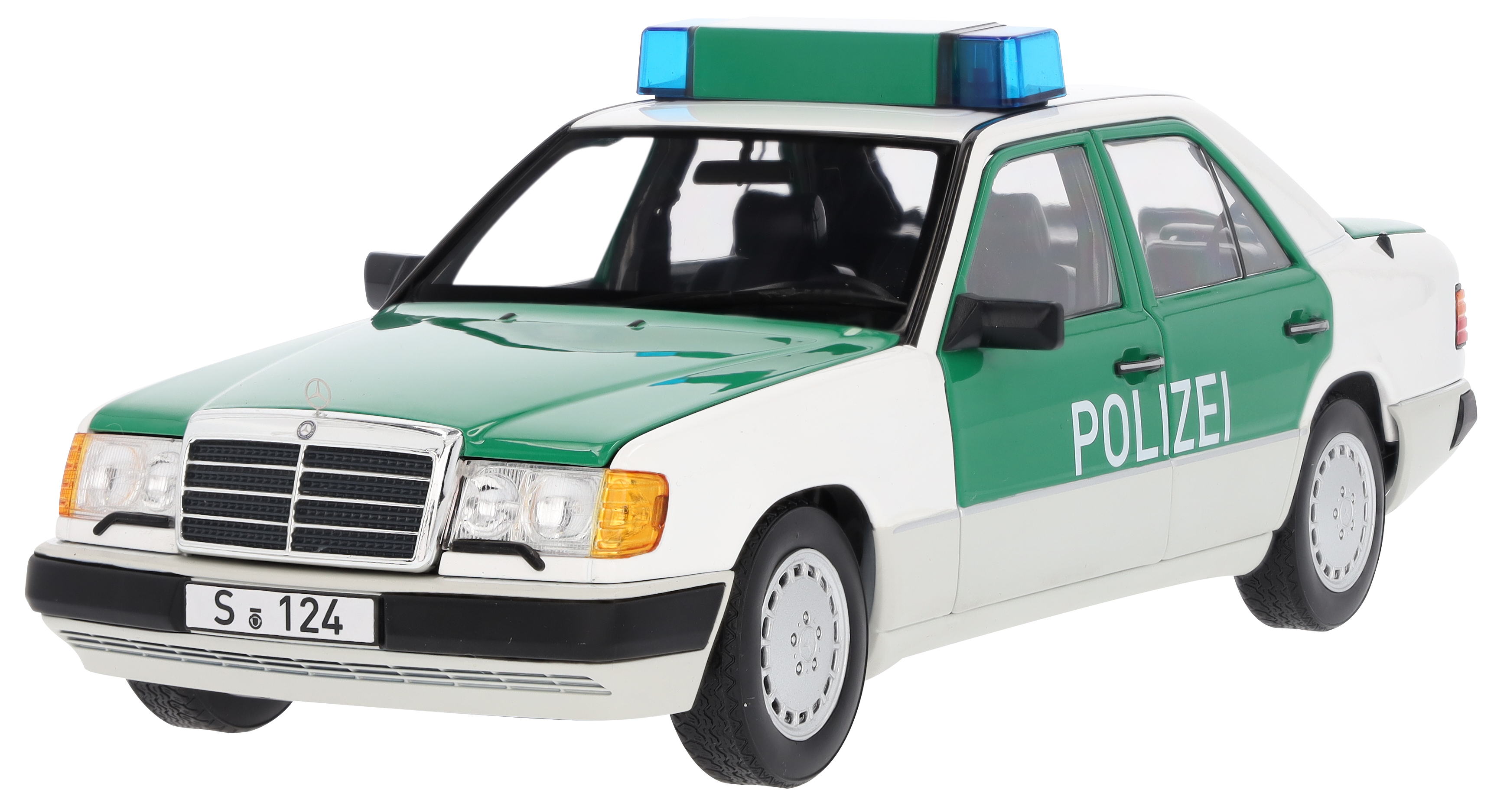 230 E W 124 (1989-1993), Limousine, Polizei - weiß / grün, Norev, 1:18
