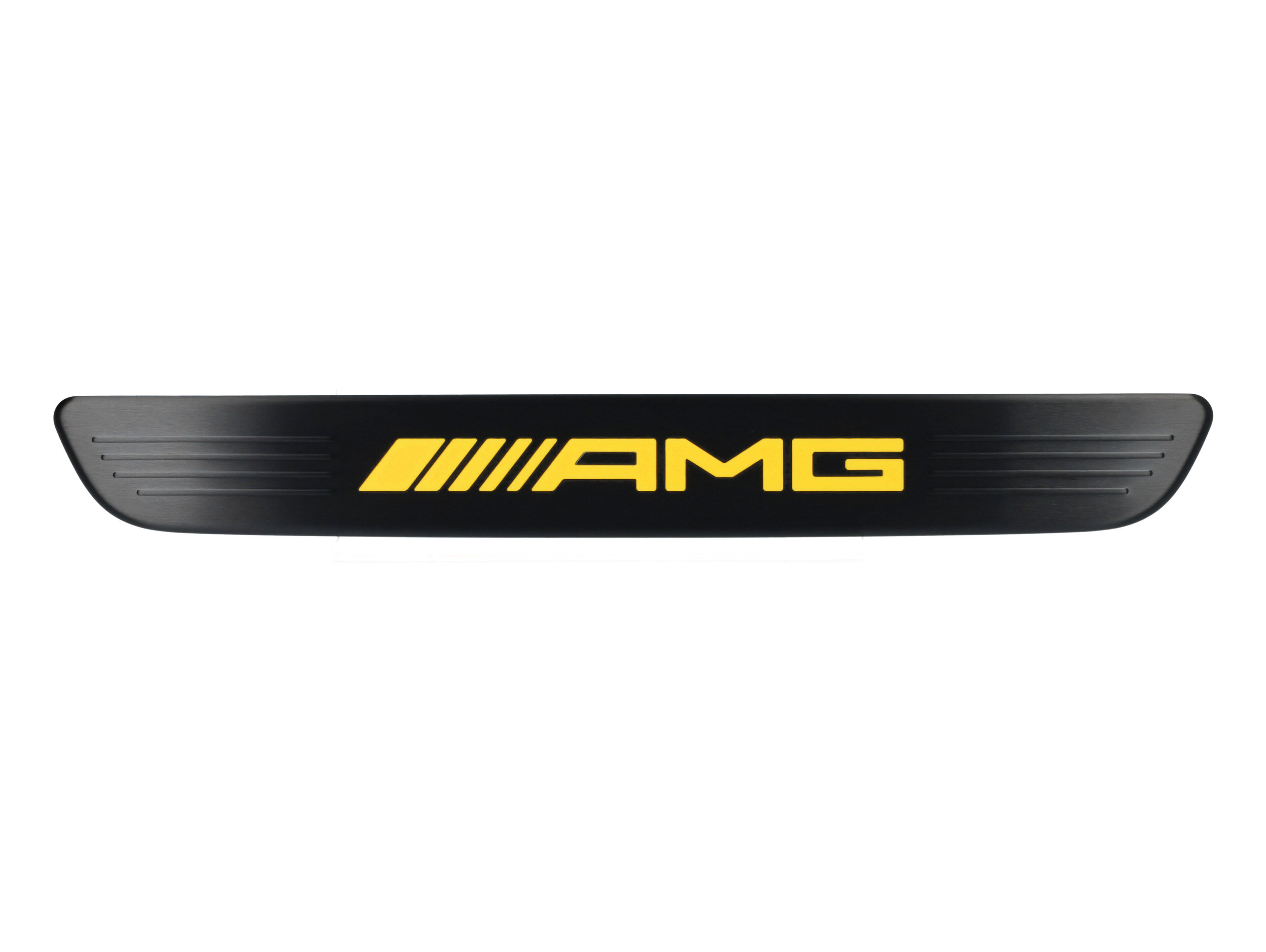 Wechselcover für beleuchtete Einstiegsleiste, AMG, vorne, 1-fach - Edelstahl, schwarz / gelb Wechselcover für beleuchtete Einstiegsleiste, AMG, vorne, 1-fach - Edelstahl, schwarz / gelb