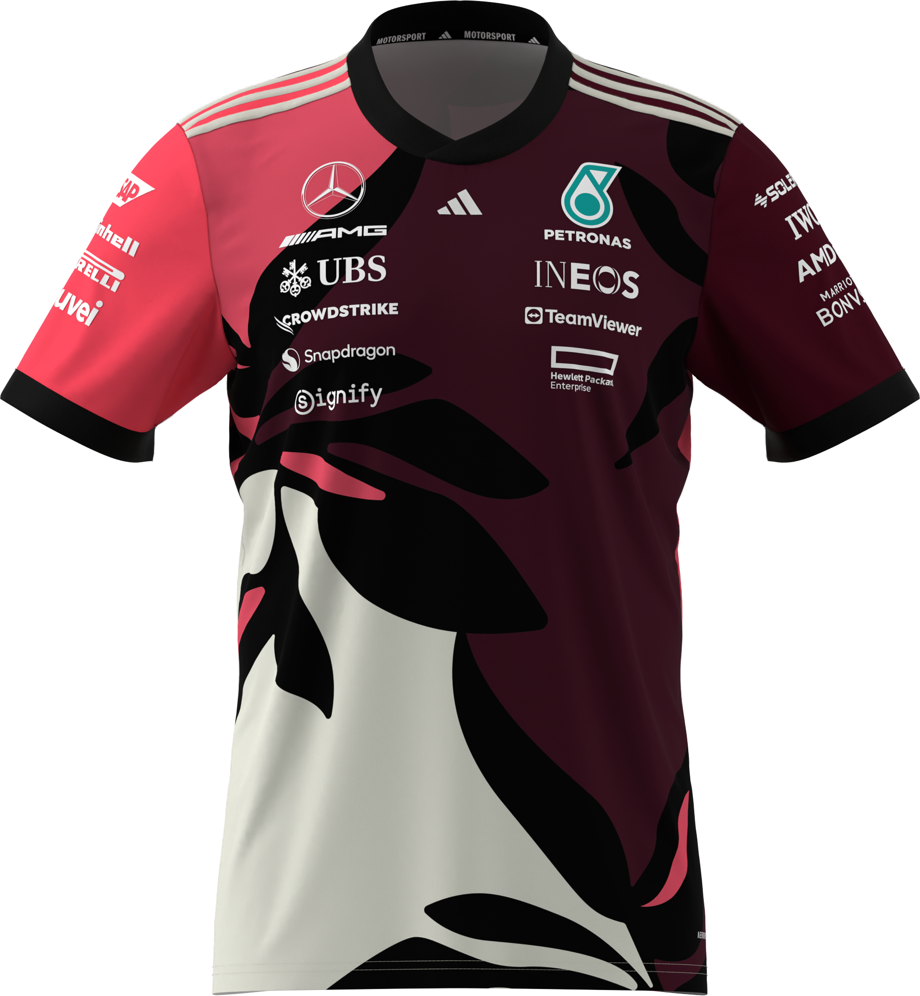 T-Shirt Herren, Fahrer, Mercedes-AMG F1, Special Edition Miami 2025 - weinrot, L