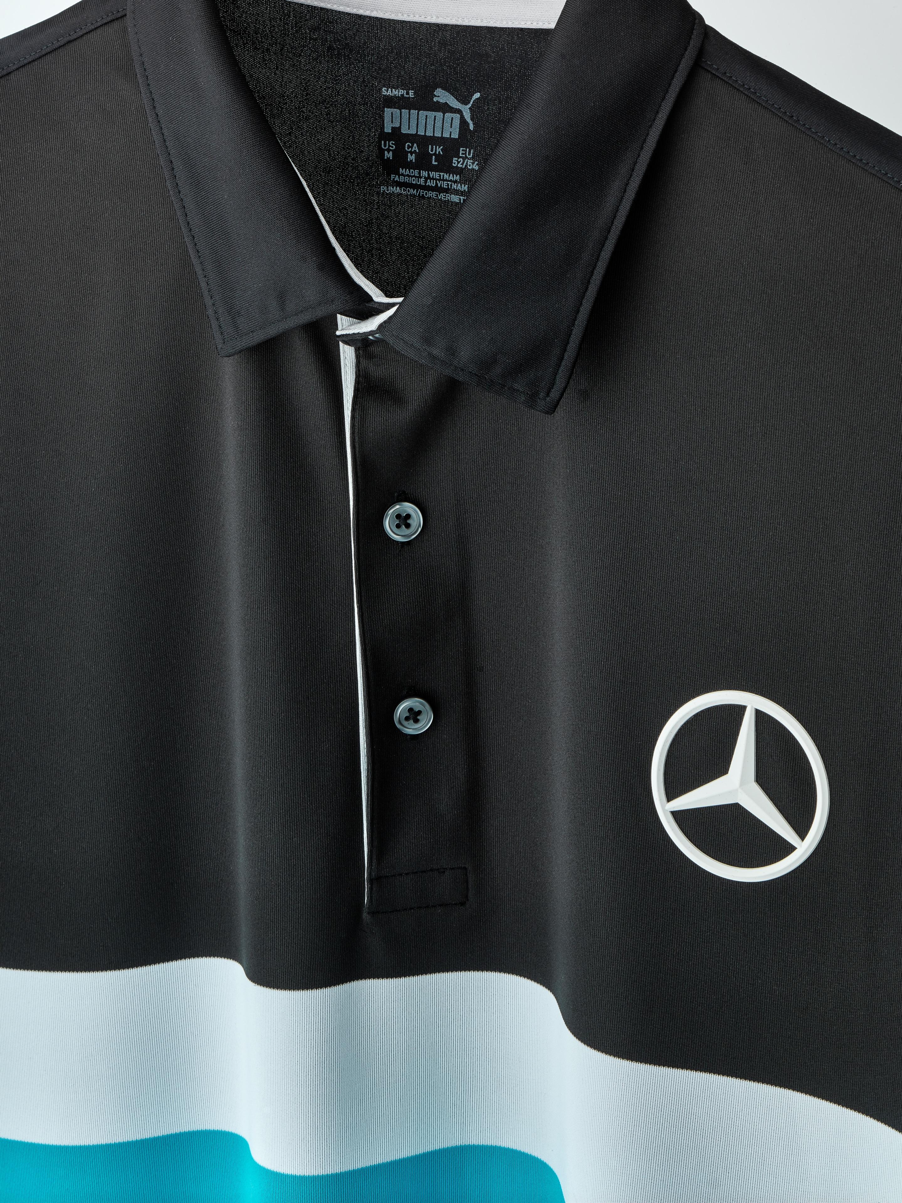 Golf-Poloshirt Herren, Pure Colorblock - black / Aqua Blue / white, S