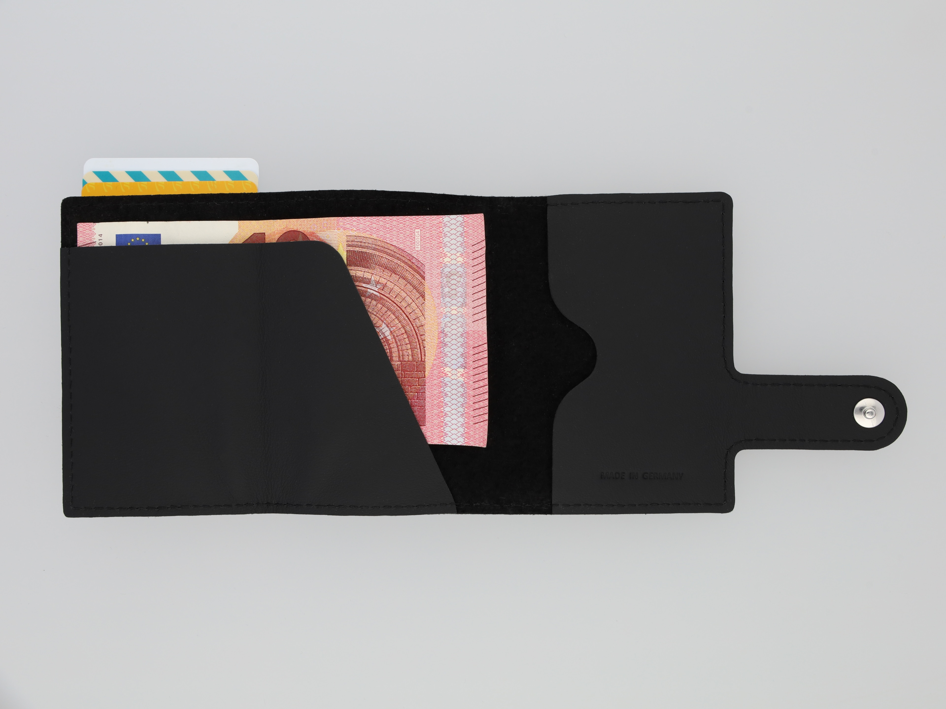 Mini-Geldbörse, Fahrzeugleder - schwarz, Rindleder Mini-Geldbörse, Fahrzeugleder - schwarz, Rindleder