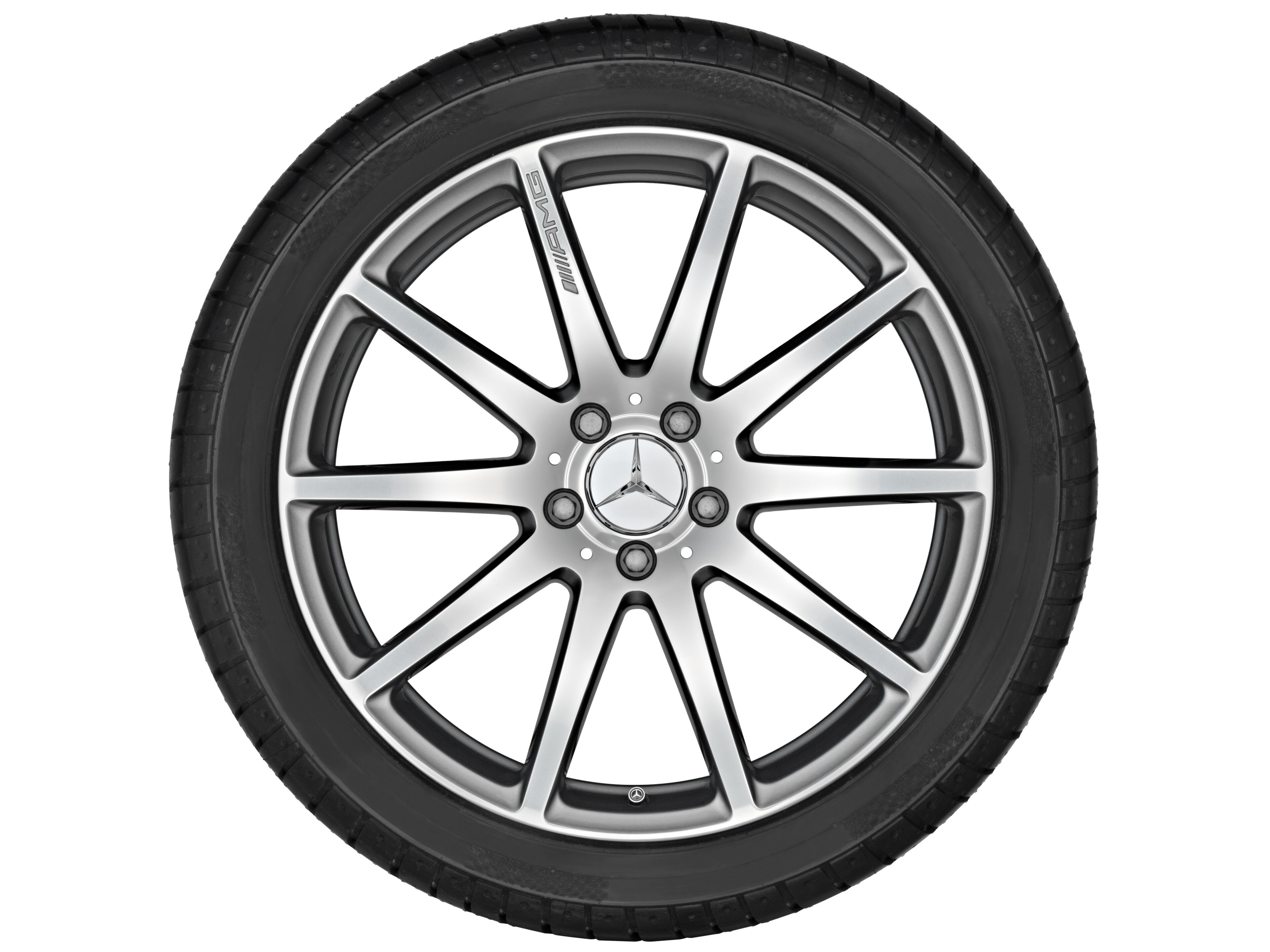 AMG Schmiederad im 10-Speichen-Design, 48,3 cm (19 Zoll) - 9,5 J x 19 ET 39, titangrau, glanzgedreht