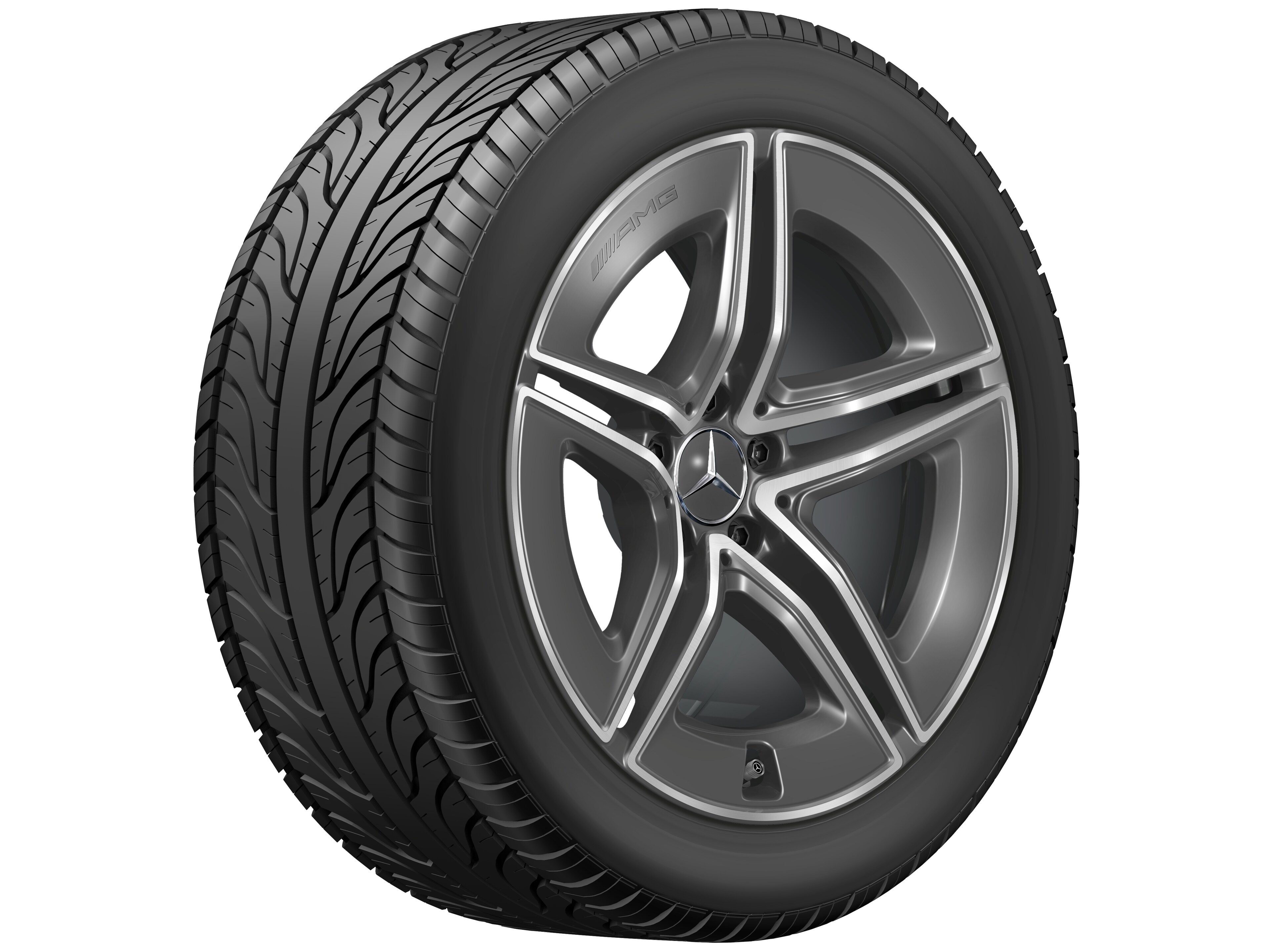 AMG Leichtmetallrad, im 5-Doppelspeichen-Design, 48,3 cm (19 Zoll) - 10,5 J x 19 ET 40, tantalgrau, glanzgedreht