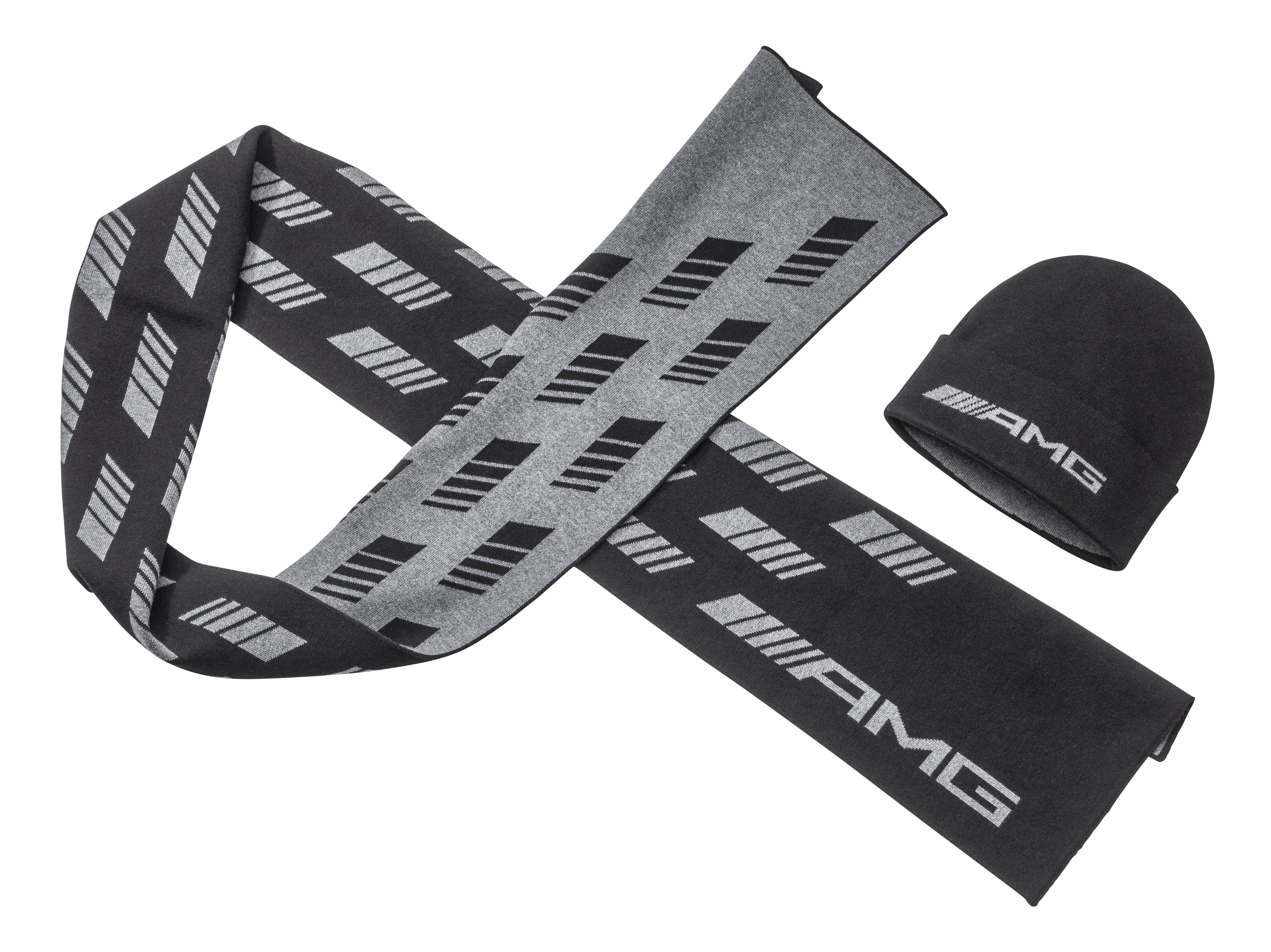 AMG Strickmütze, Unisex - schwarz, Baumwolle (Bio) / Wolle (Merinowolle) / Polyamid