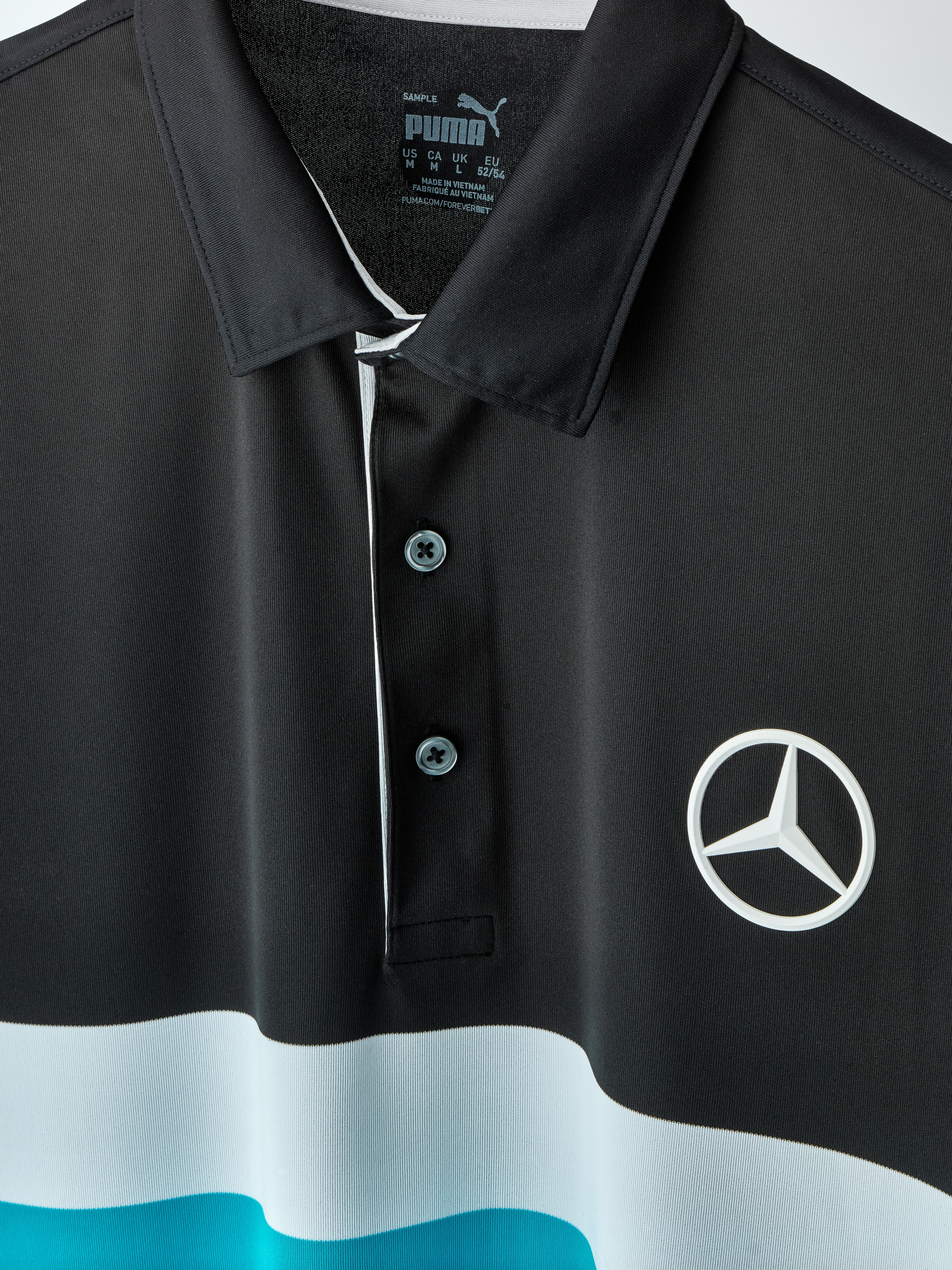 Golf-Poloshirt Herren, Pure Colorblock - black / Aqua Blue / white, M
