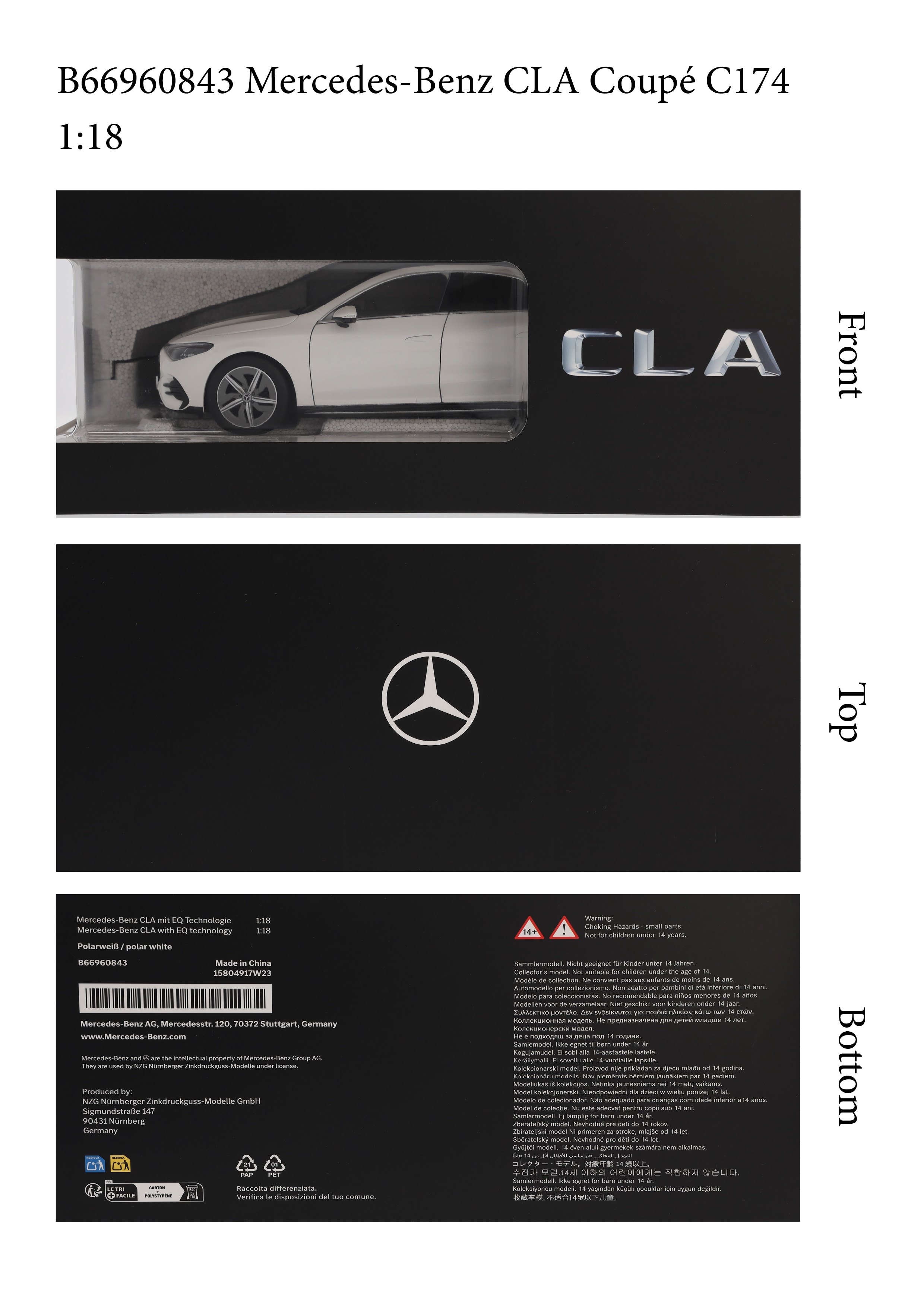 CLA Coupé, C174 - polarweiß, NZG, 1:18