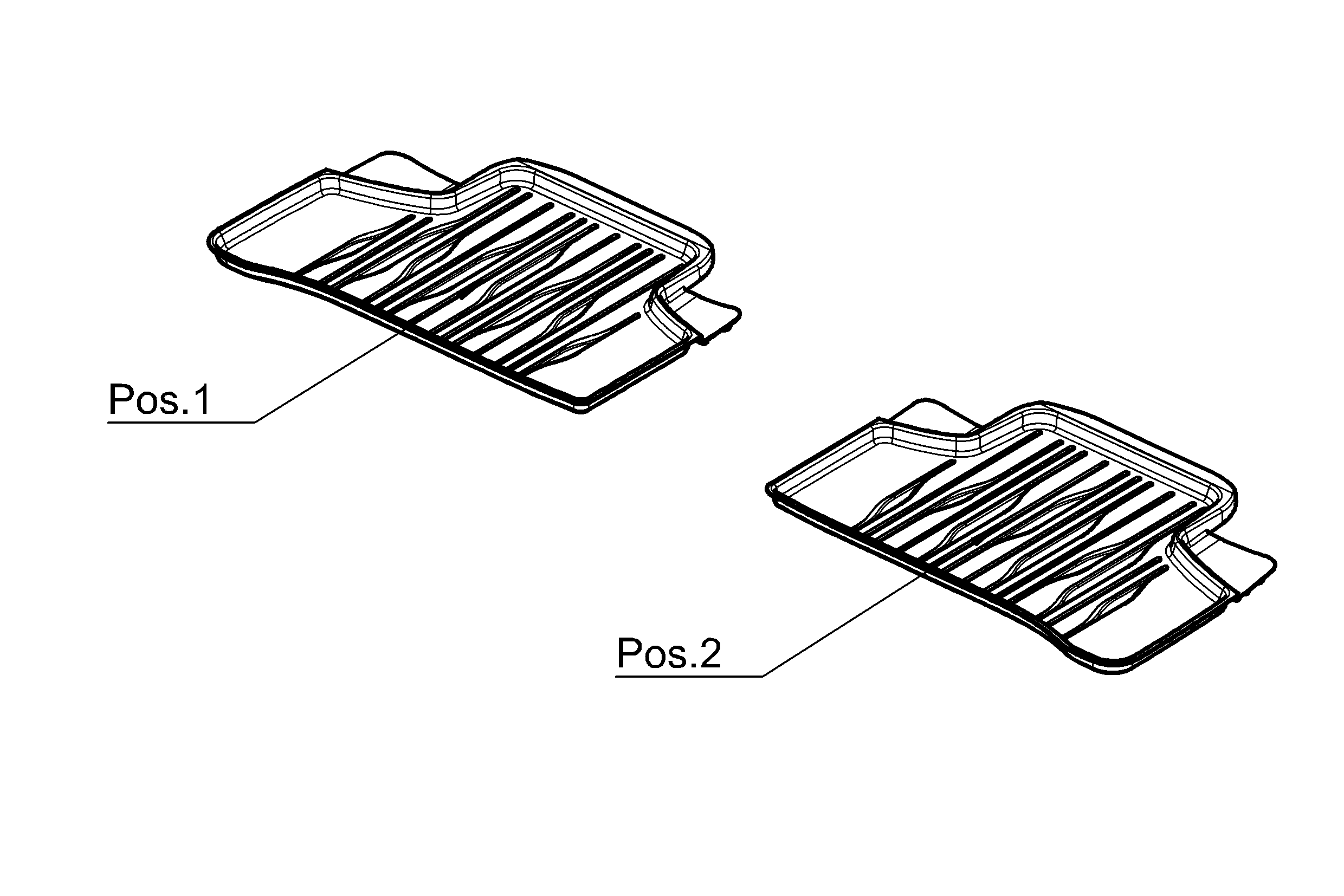 Allwettermatten, Dynamic Lines, Fond, 2-teilig - LL/RL, schwarz